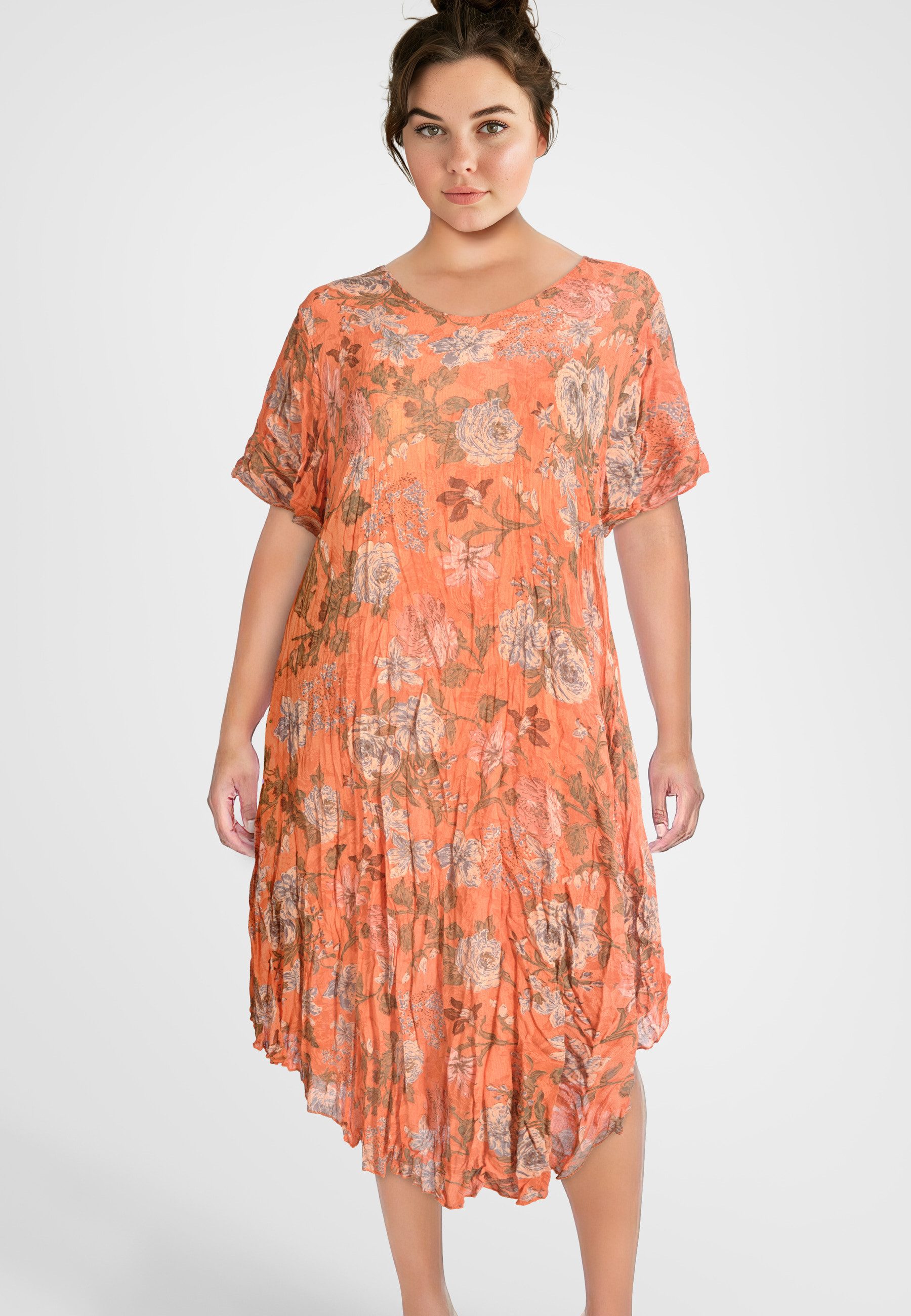 PEKIVESSA Sommerkleid Kleid mit Blumenmuster kurzarm (Set, 2-tlg) mit Unterkleid