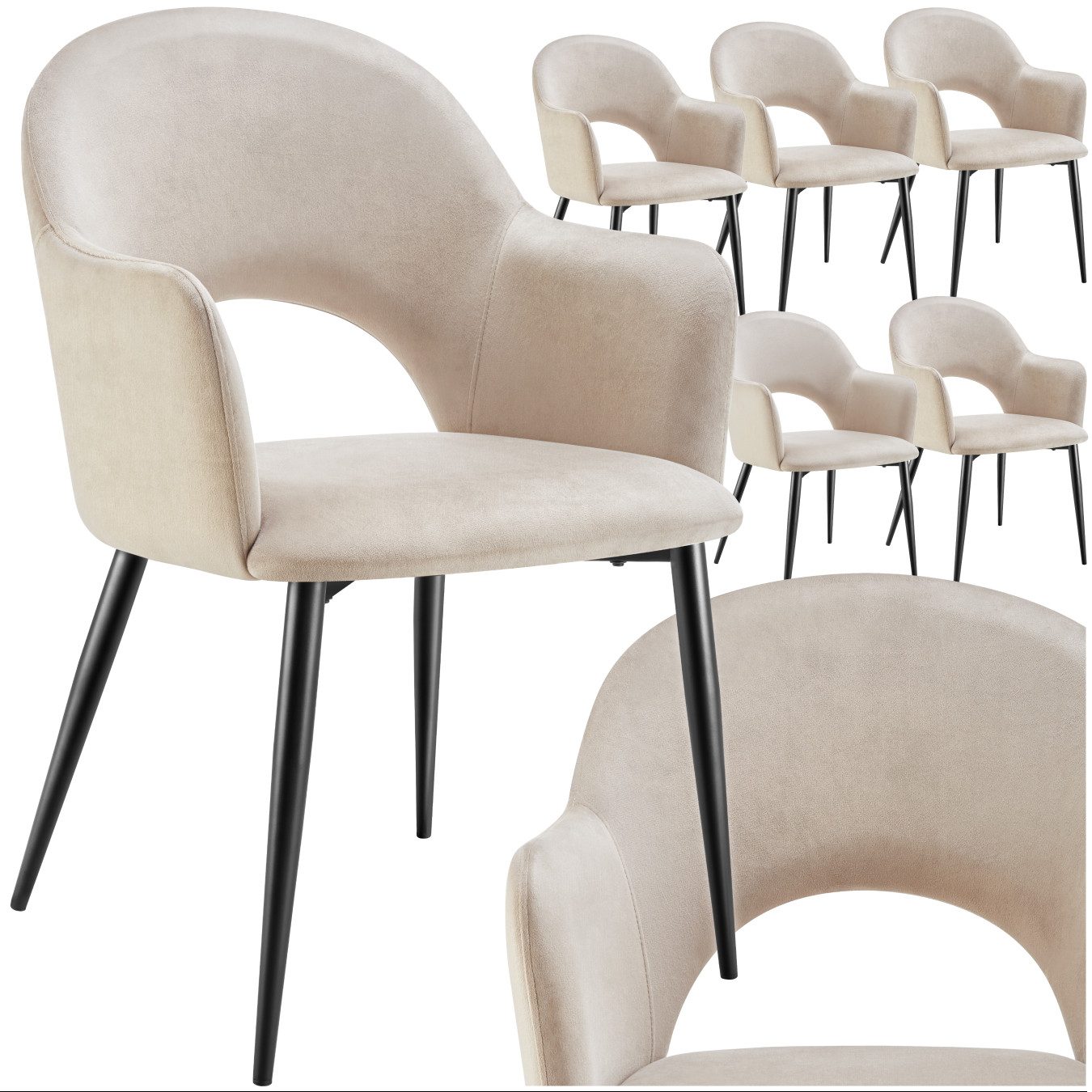 tectake Esszimmerstuhl Armlehnstuhl Sachel, Samtoptik, gepolstert, Belastba günstig online kaufen