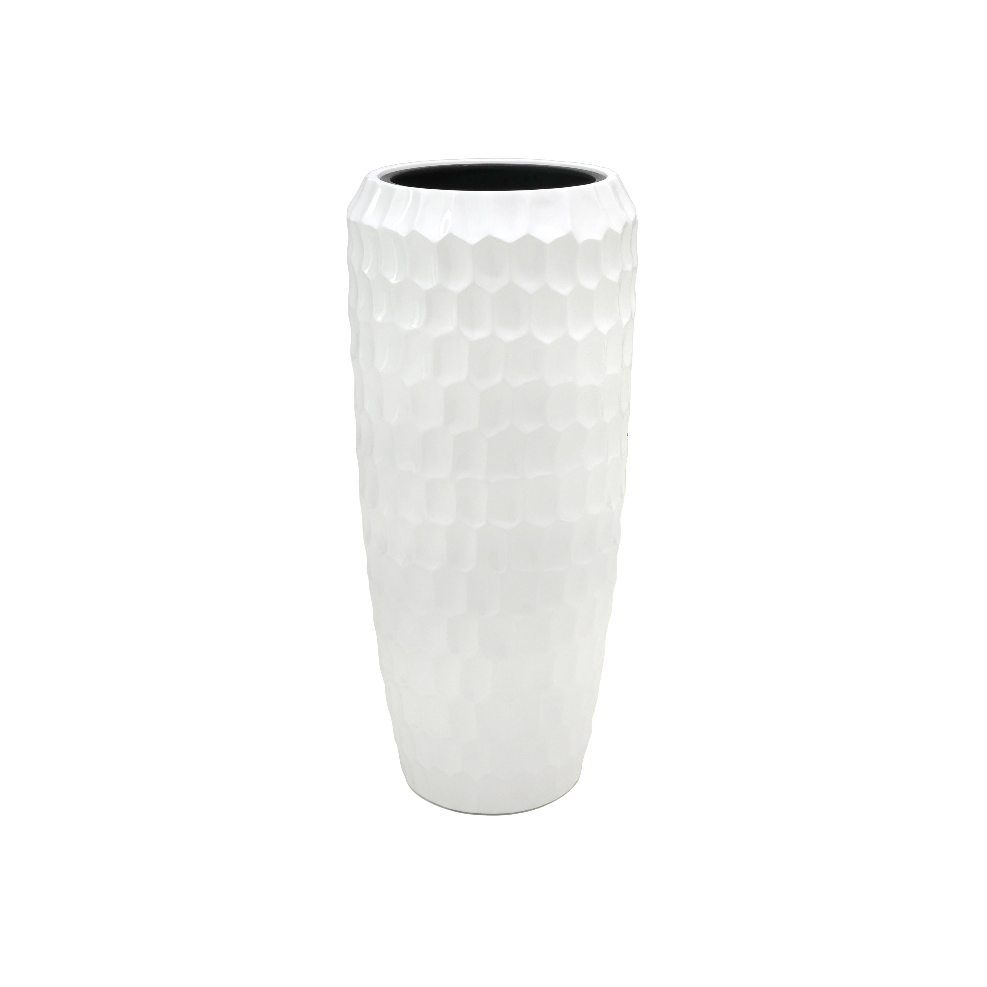 Flingora Bodenvase Celice, mit Einsatz - Fiberglas - Indoor & Outdoor - Weiß - Höhe 75 cm