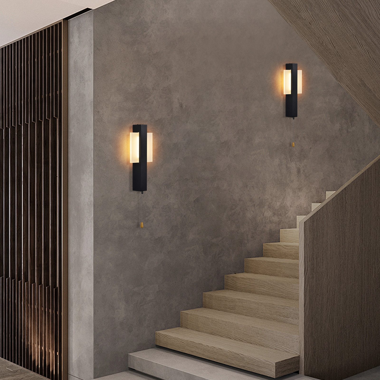 ZMH LED Wandleuchte Innen Wandlampe mit Schalter 3000K Warmweiß, LED fest integriert, warmweiß