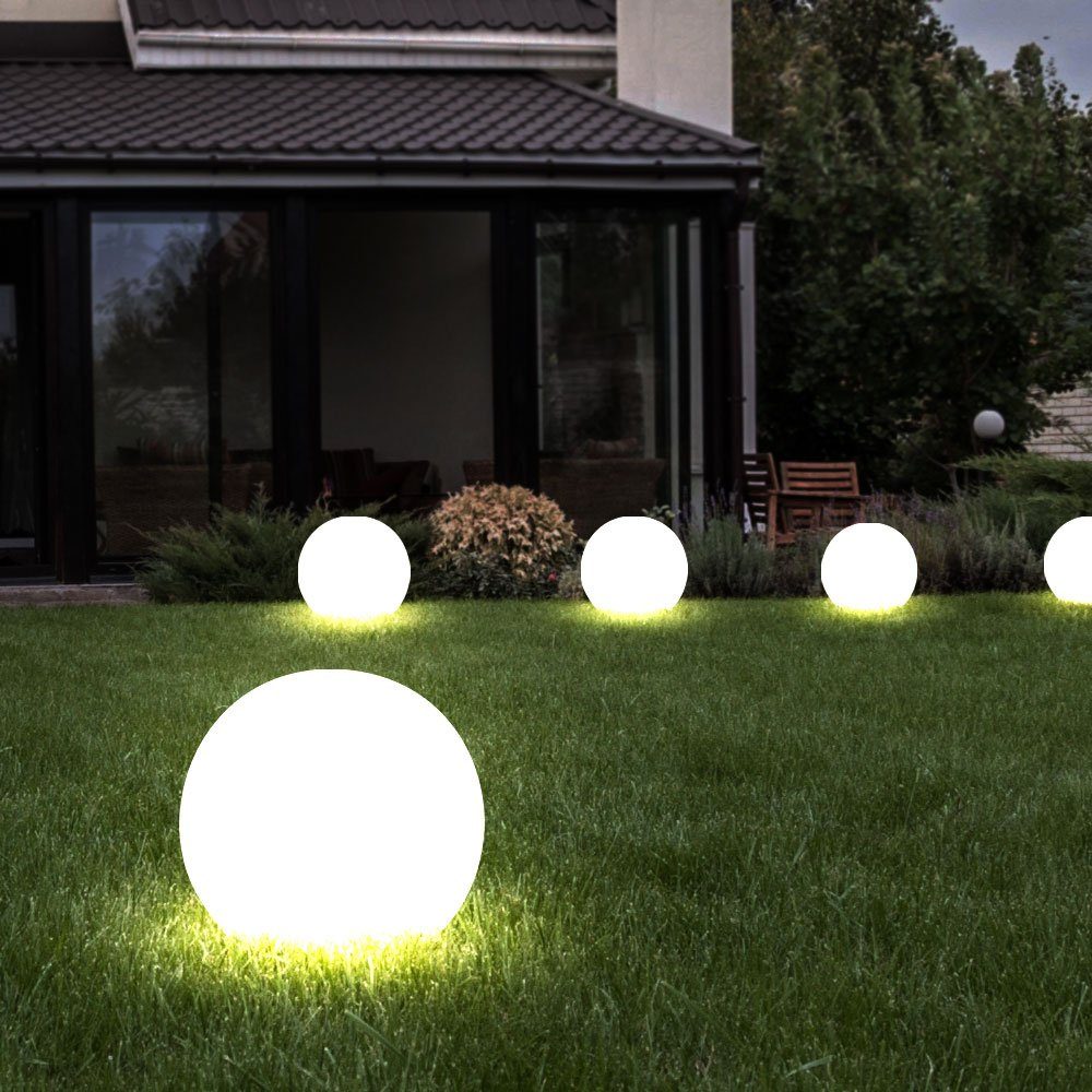 weiß Set Erdspieß Gartendeko Solarkugel LED Außenlampe LED-Leuchtmittel Gartenleuchte, verbaut, Börse Warmweiß, LED Expo fest 2er Balkonlampe