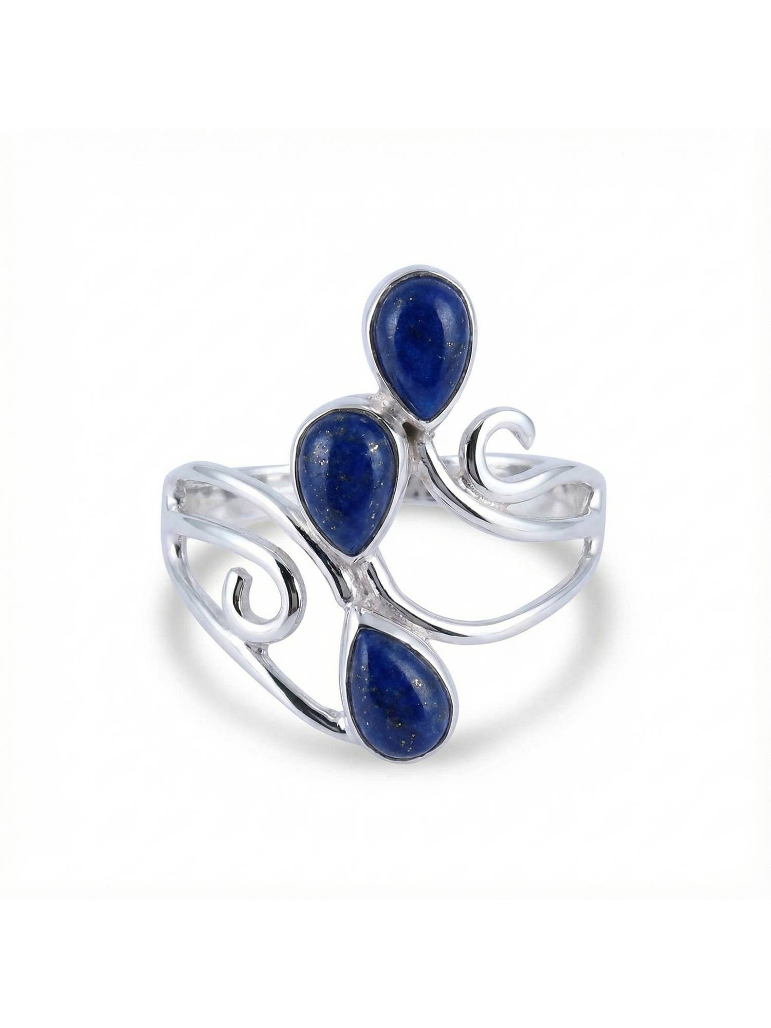 mantraroma Silberring SIDISTI aus 925 Silber mit Lapis Lazuli (Ring mit Schmuckbeutel), Damenring aus 925er Silber