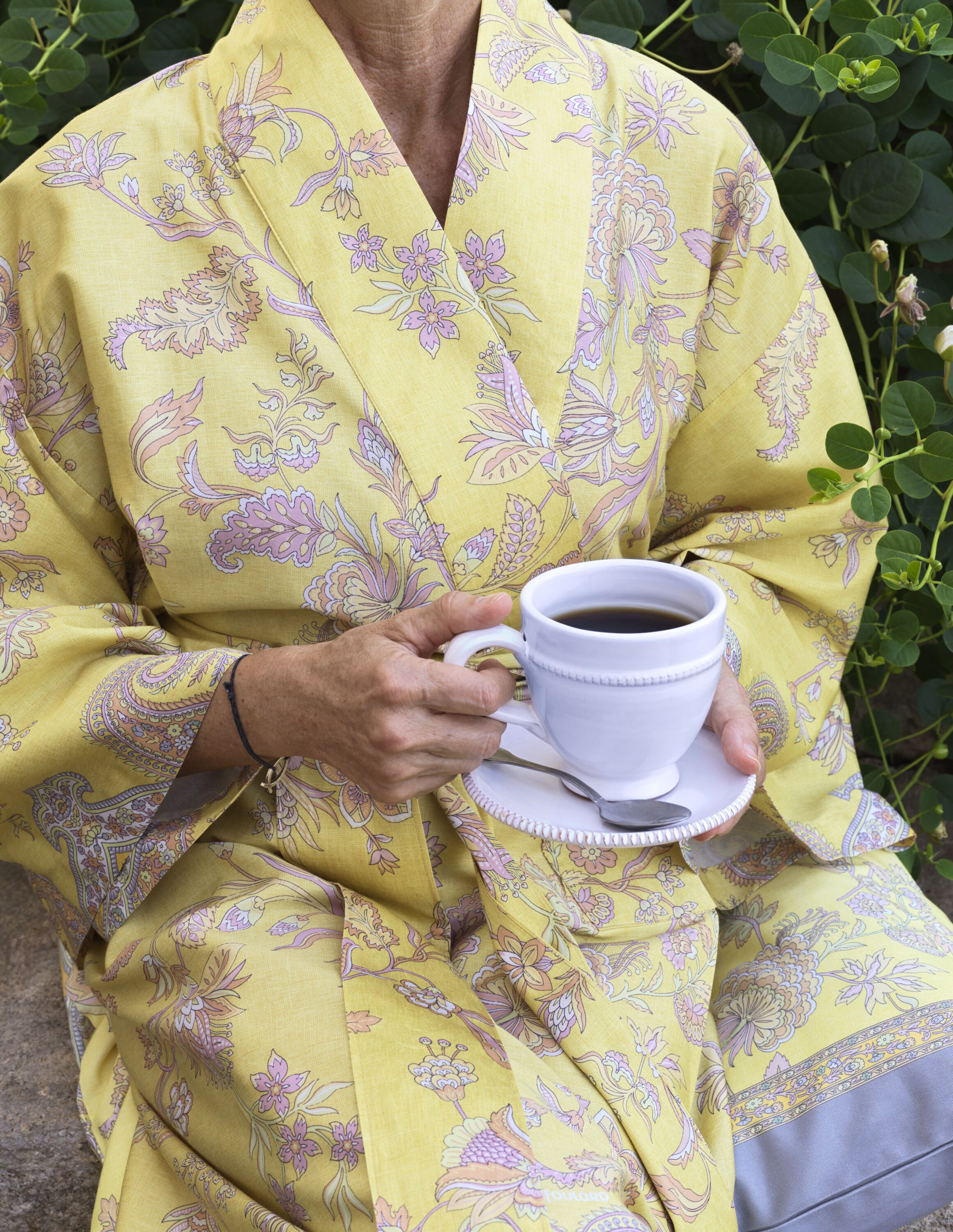 Bassetti Kimono IND ROSES, lang, Baumwolle, Gürtel, aus hochwertigem Baumwollsatin