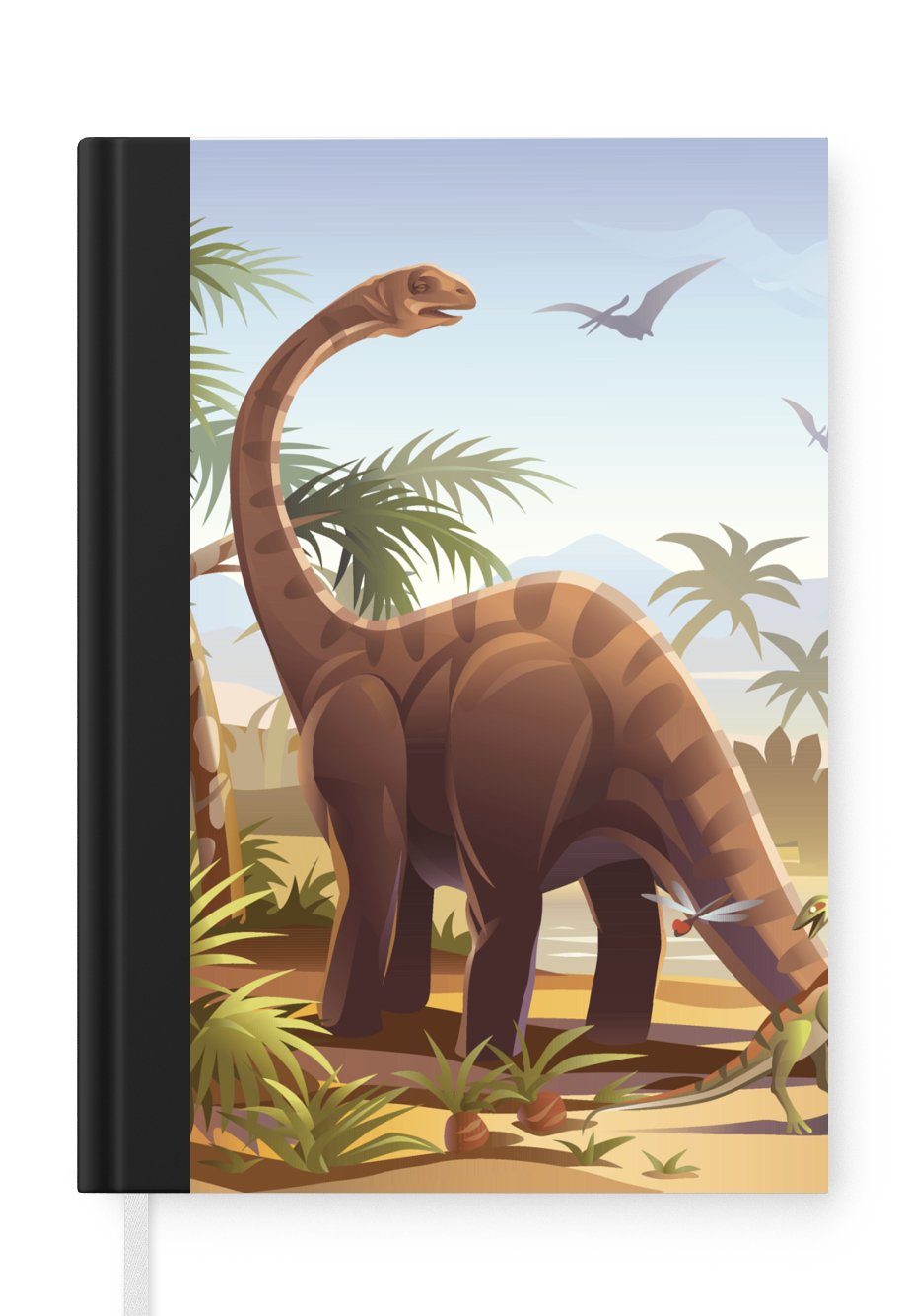 MuchoWow Notizbuch Dinosaurier - Landschaft - Tropisch - Kinder - Jungen, Journal, Merkzettel, Tagebuch, Notizheft, A5, 98 Seiten, Haushaltsbuch