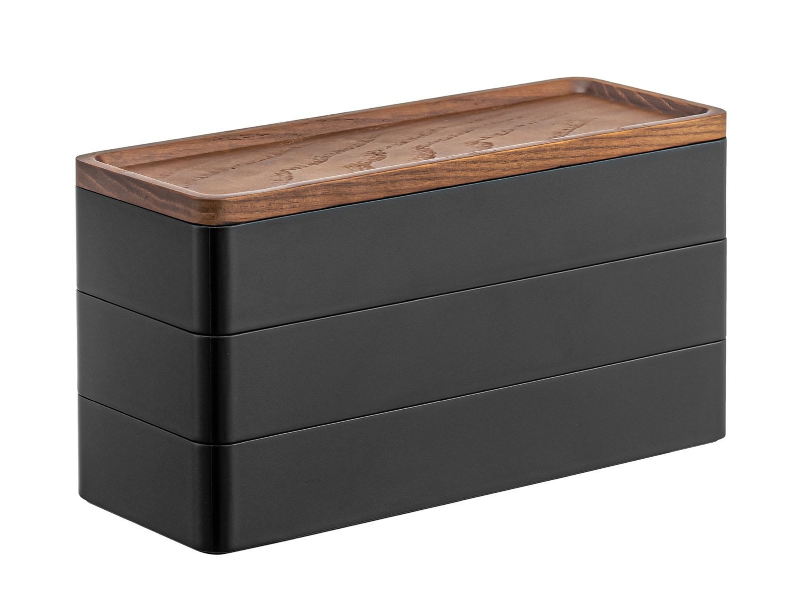 Yamazaki Aufbewahrungsbox "Rin" Aufbewahrungsdose 3-tlg. mit Deckel aus Holz 24x11cm