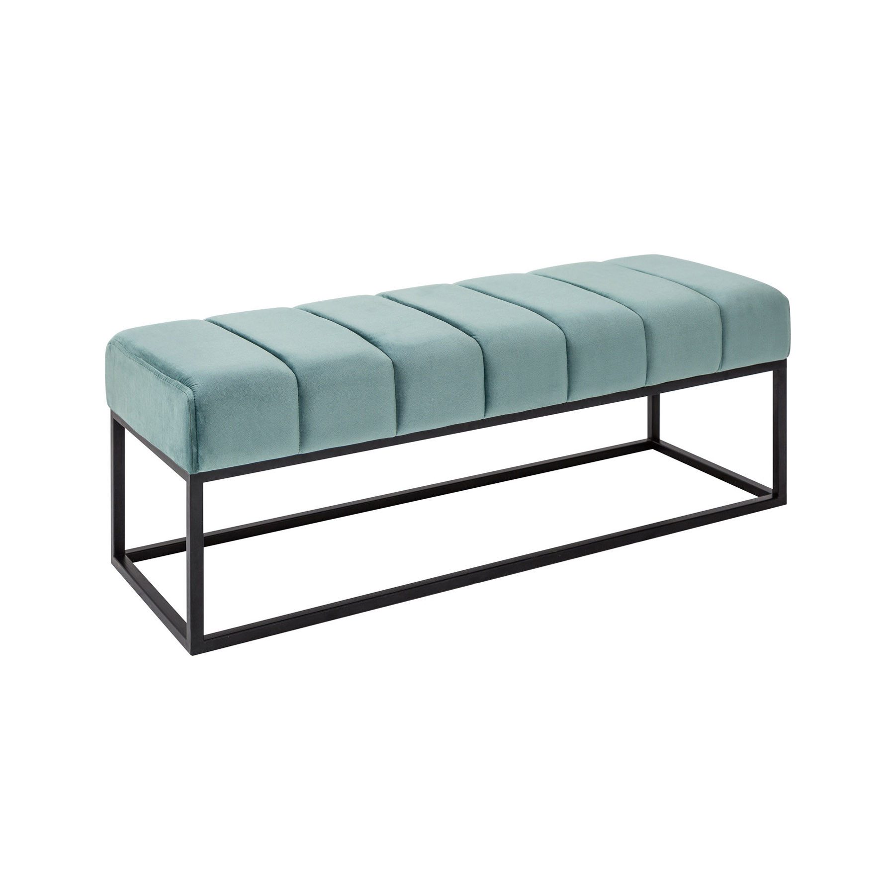 riess-ambiente Sitzbank PETIT BEAUTÉ 110cm salbei mint / schwarz · Flurbank mit Samt-Bezug (Einzelartikel, 1-St), Wohnzimmer · Metall · Schlafzimmer · Sitzkomfort · Modern Design