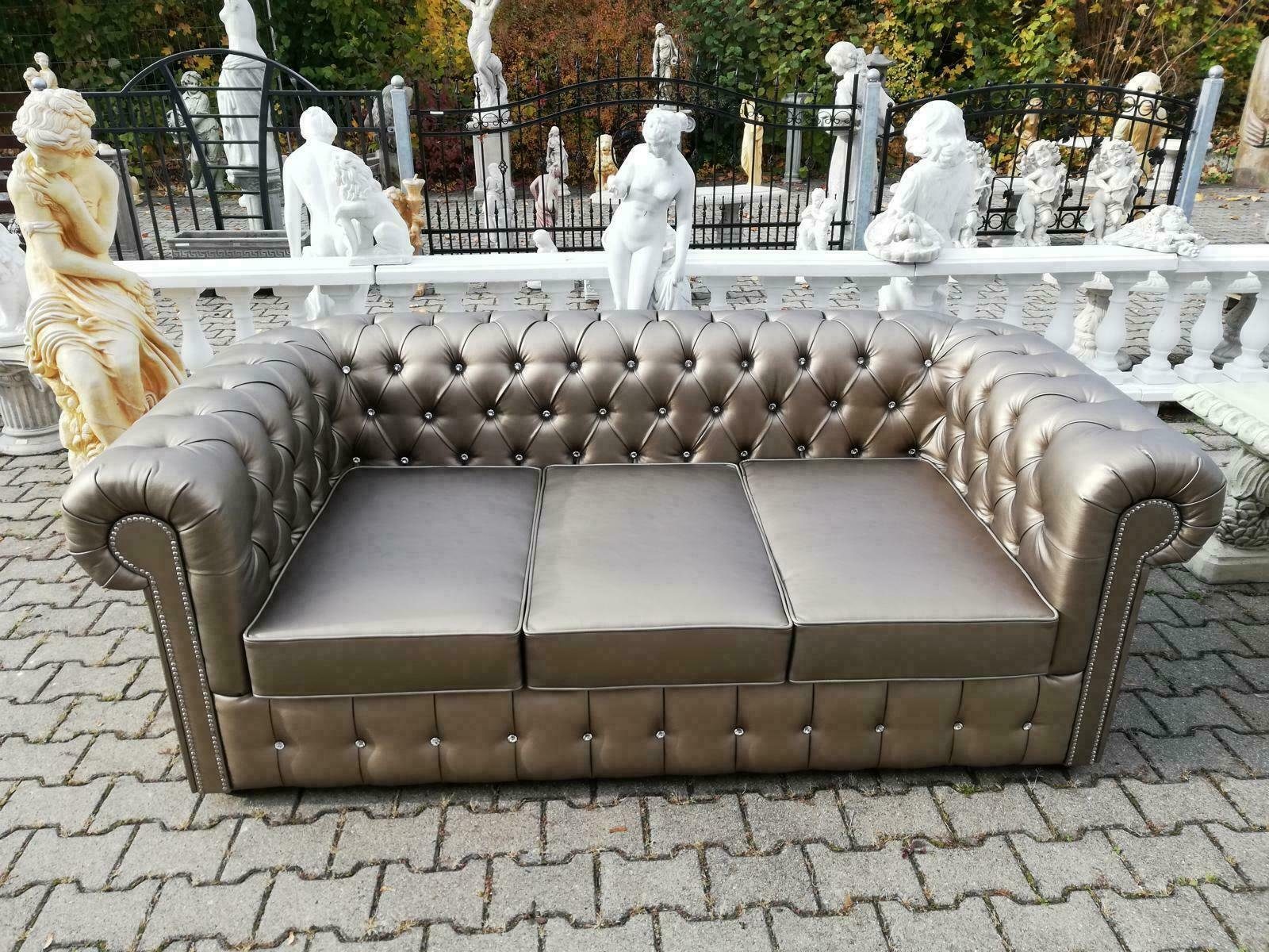 Chesterfield-Sofa, 3-Sitzer Couch JVmoebel Gold Design Chesterfield Sofa