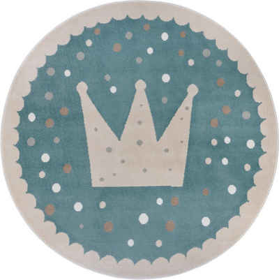 Kinderteppich Adventures Crown, HANSE Home, rund, Höhe: 8 mm, Spielteppich, weich, Kinderzimmer, Kurzflor, Spielunterlage, Teppich