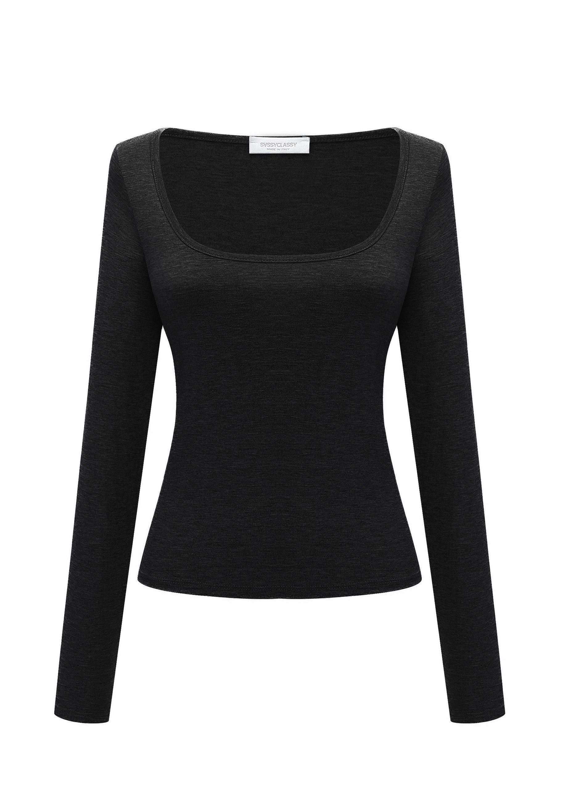 SASSYCLASSY Langarmshirt Langarmshirt Damen mit Ausschnitt günstig online kaufen
