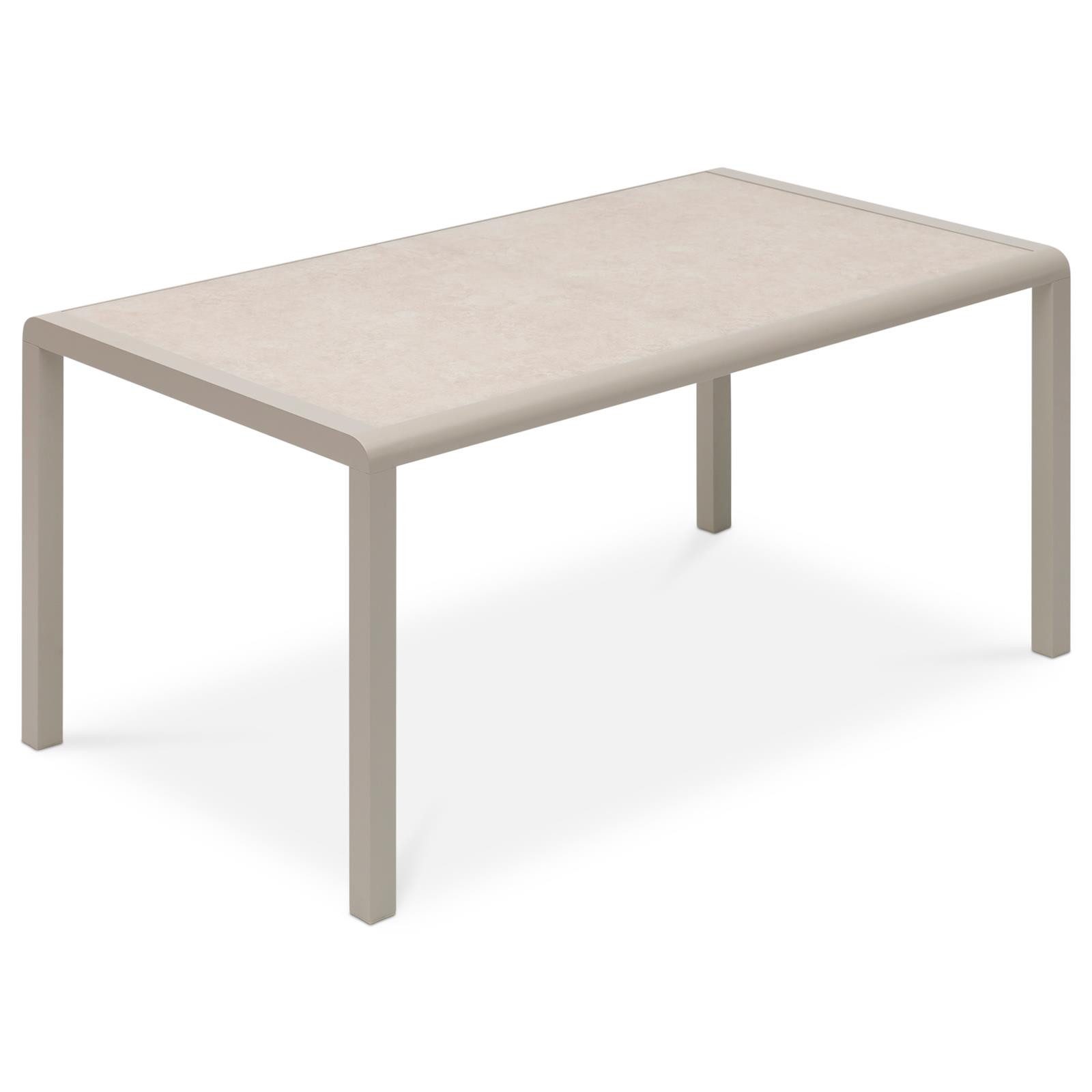 IDIMEX Gartentisch TRAPANI, Gartentisch 160x90 cm mit Aluminiumgestell und Stein-Glasplatte Beige