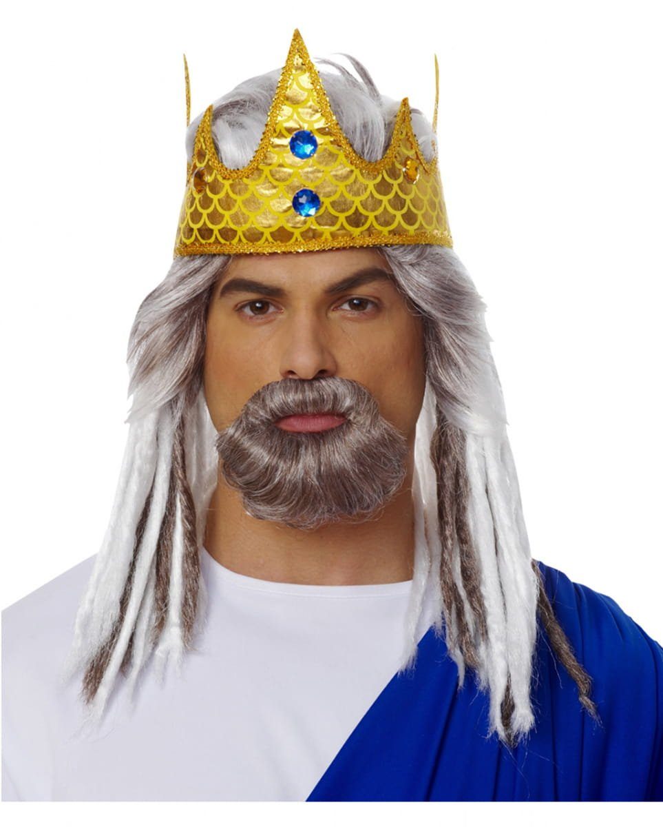 Horror-Shop Kostüm-Perücke Meereskönig Perücke mit Bart für Poseidon Kostüme
