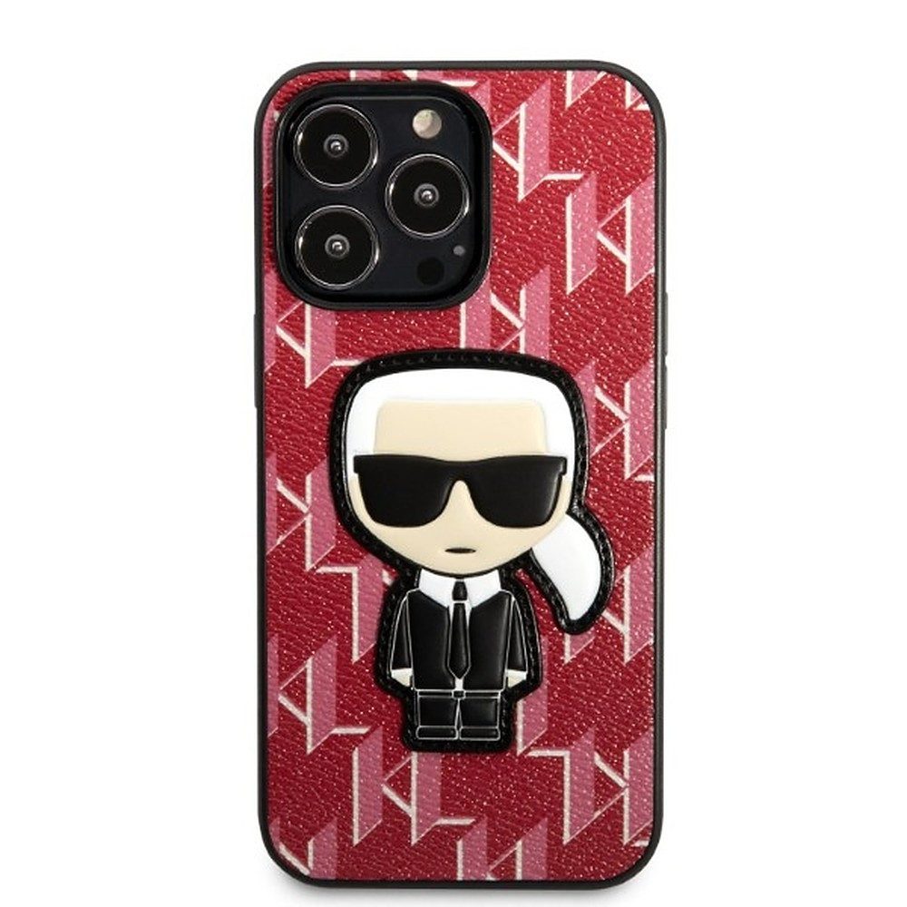 KARL LAGERFELD Handyhülle Schutzhülle Rückschale Handytasche 6,7 Zoll, Ikonik-Patch, Monogramm, Kunstleder, stoßfest