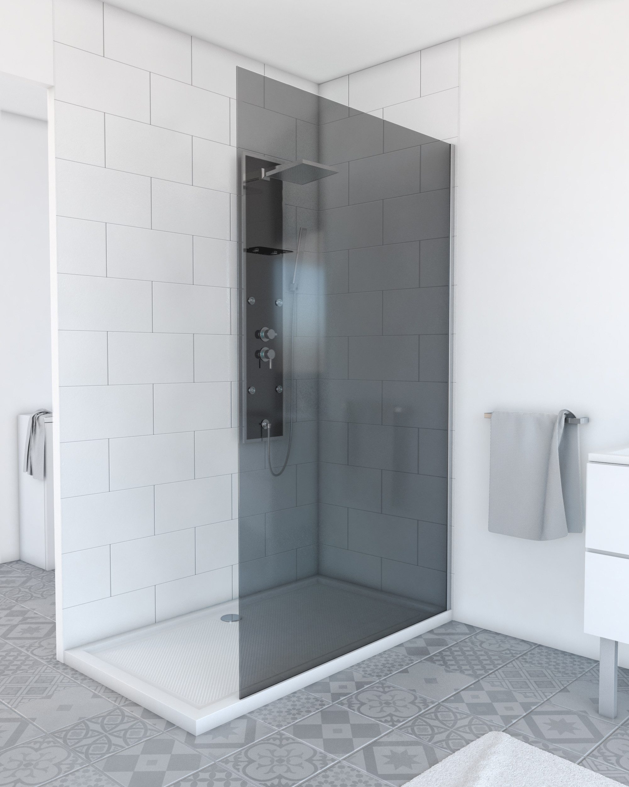 Marwell Walk-in-Dusche, Einscheibensicherheitsglas, mit verchromten Wandprofil