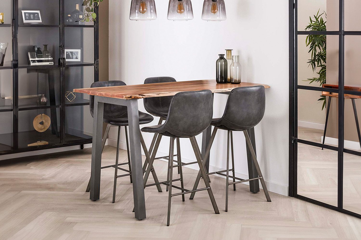 KAWOLA Stehtisch ERGEA, Stehtisch Baumkante Akazie massiv natur 147x80 cm