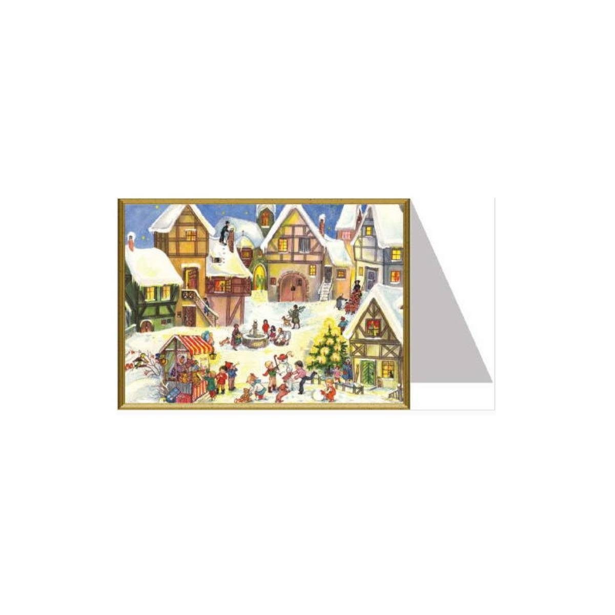 Richard Sellmer Verlag Grußkarte 99058 - Weihnachtskarte - "Weihnachtsmarkt mit Kindern"