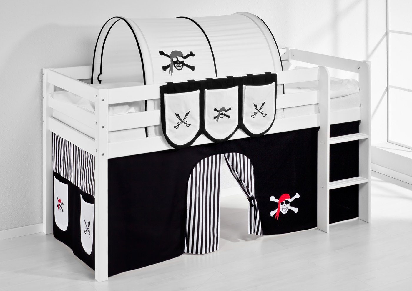 Lilokids Bettvorhang Pirat schwarz gestreift - für Hochbett und Etagenbett günstig online kaufen