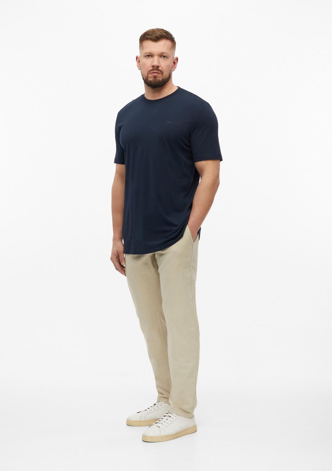 s.Oliver T-Shirt (Set) mit Label-Print und lang geschnitten im 2er SPARPACK