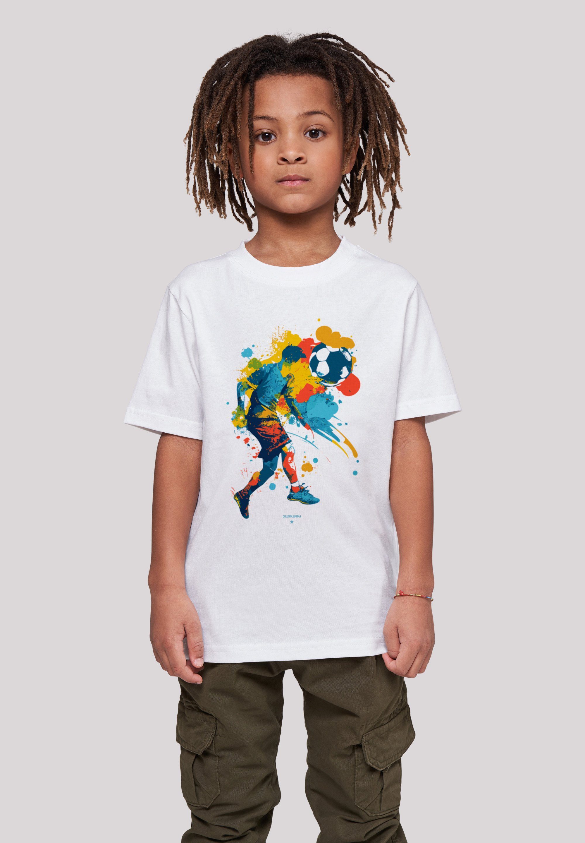 F4NT4STIC T-Shirt bunt Print weiß Fußballer