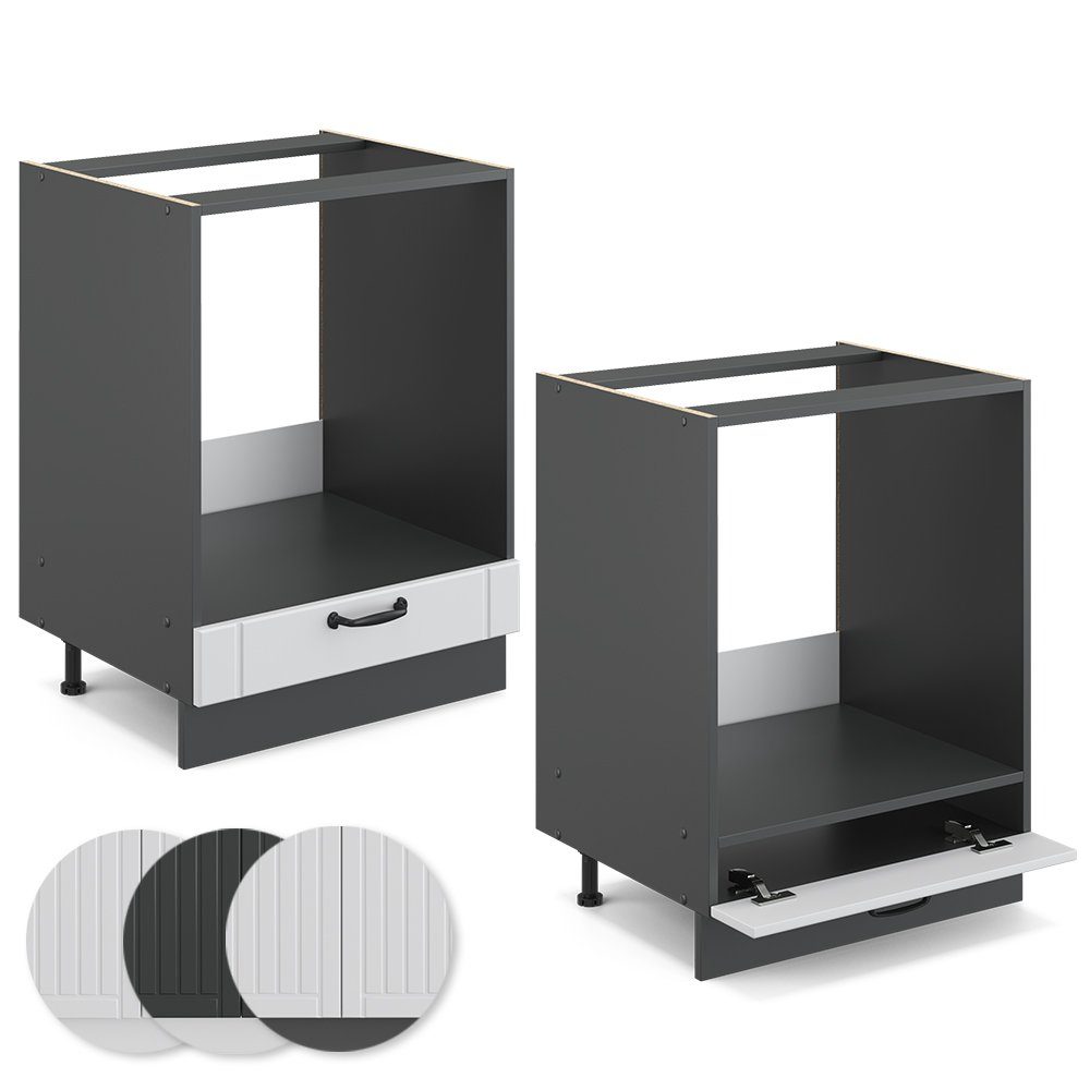 Vicco Herdumbauschrank Fame-Line, Weiß Landhaus/Anthrazit, 60 cm ohne Arbeitsplatte (1-St)
