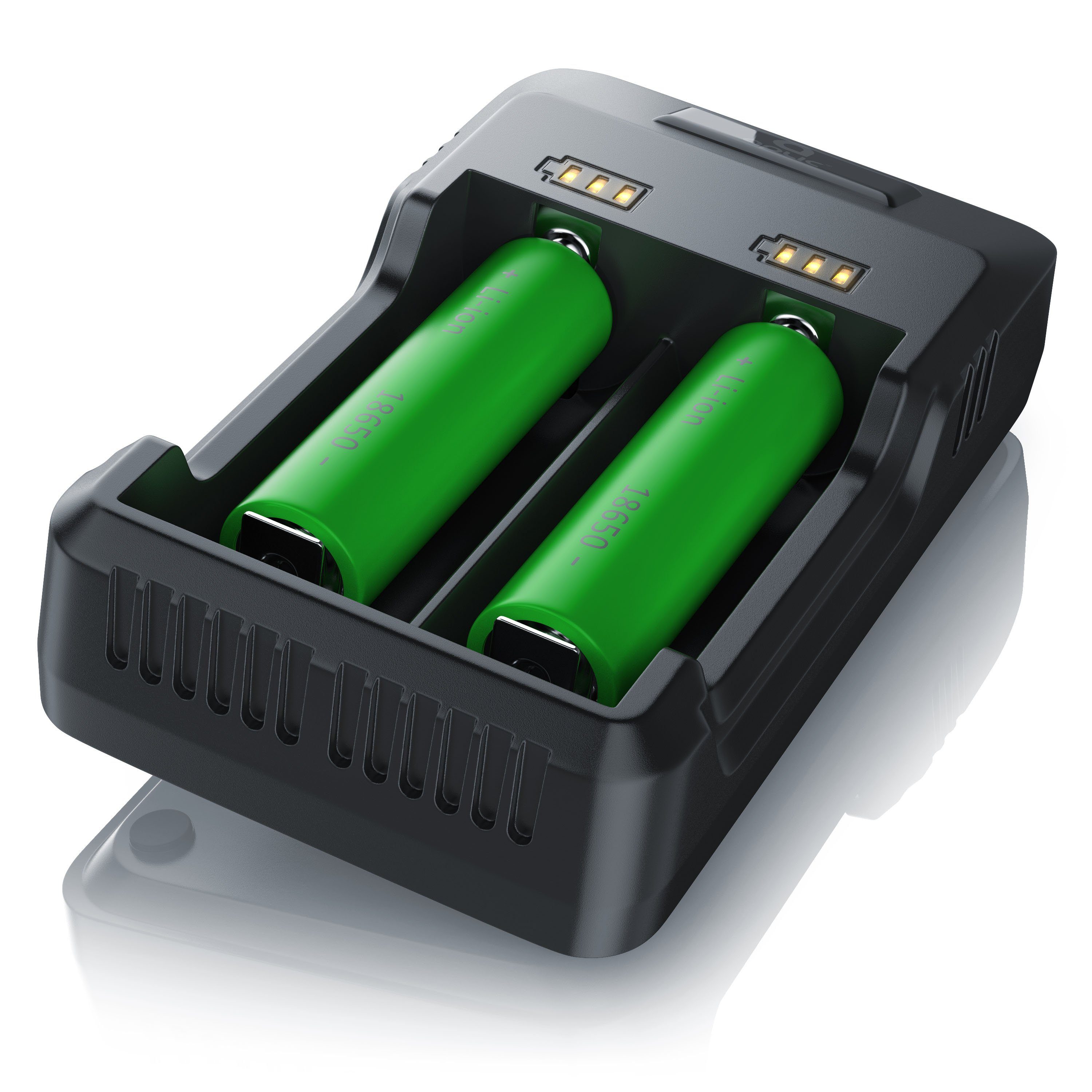 Aplic USB Akku Lader mit zwei Steckplätzen für Ni-MH / Ni-Cd / Li-ion Akkus Batterie-Ladegerät (2000 mA, 1-tlg., kompakt und leicht, ideal für Reise und Haushalt)