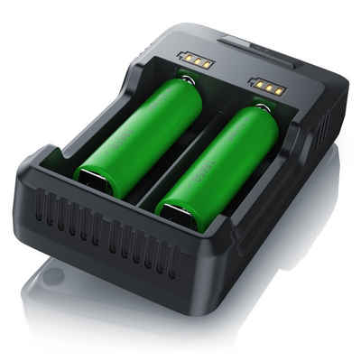 Aplic Batterie-Ladegerät (2000 mA, USB Akku Lader mit zwei Steckplätzen für Ni-MH / Ni-Cd / Li-ion Akkus)