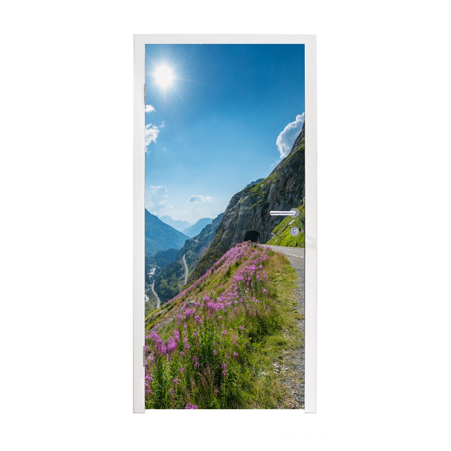 MuchoWow Türtapete Schweiz - Alpen - Natur, Matt, bedruckt, (1 St), Fototapete für Tür, Türaufkleber, 75x205 cm