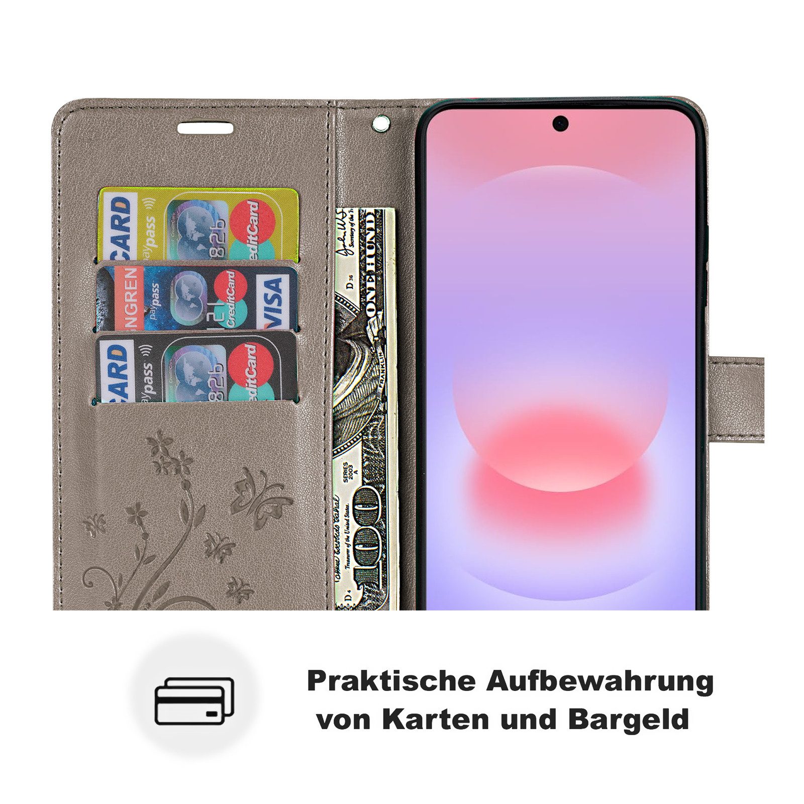 betterfon Handyhülle für Samsung Galaxy Modelle Klapphülle mit Kartenfächern, Bookstyle-Hülle mit Magnetverschluss, Smartstand & Kunstleder – Bild 3 von 5