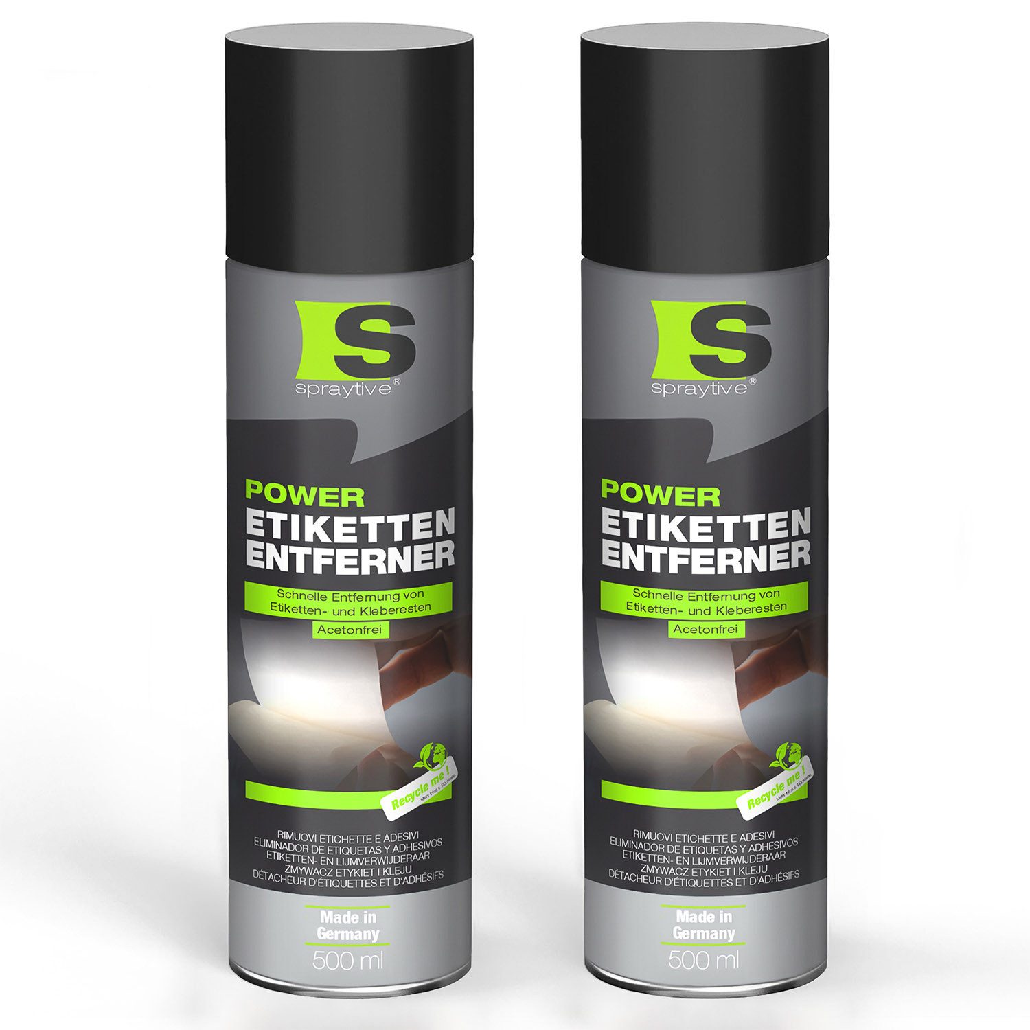 Spraytive 2x 500ml Etikettenentferner – Entfernt Aufkleber & Klebereste schnell Allzweckreiniger (Made in Germany)