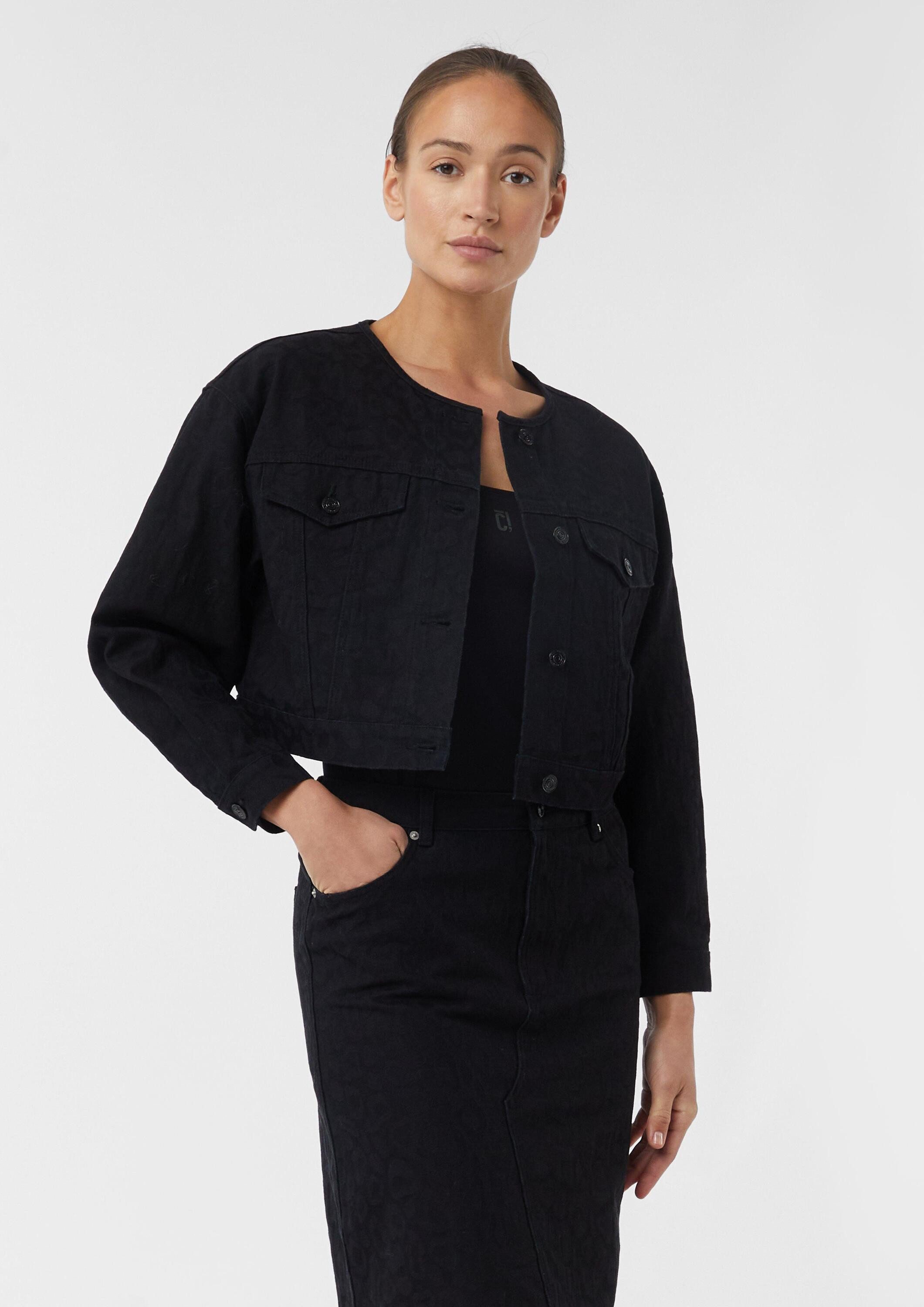 comma Funktionsjacke Indoor-Jacke Boxy Denim-Jacke in Leo-Jaquard