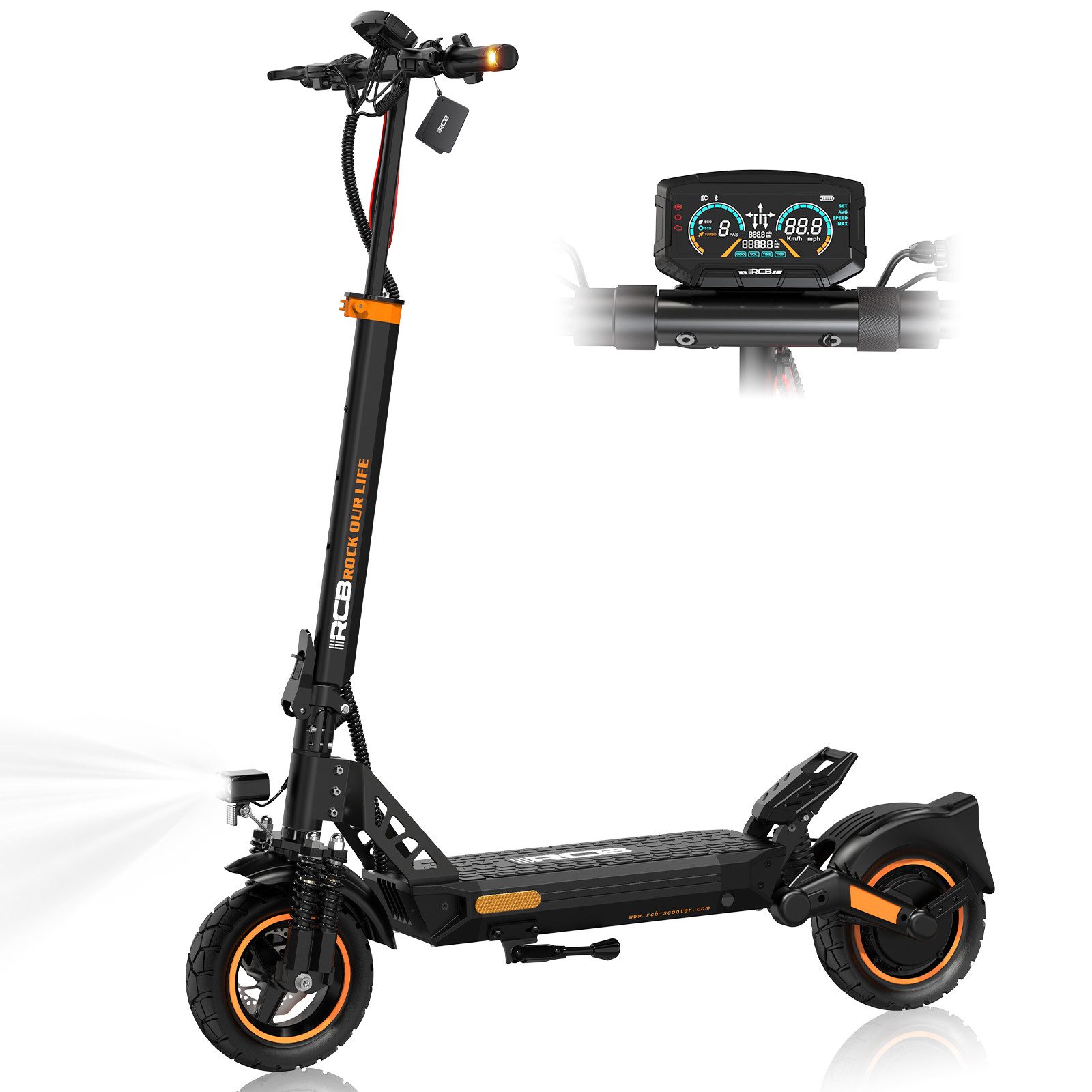 RCB E-Scooter D5/D5 PRO ABE(Ultra),NFC/Blinker/APP,90(20,8Ah)-120KM(27Ah) Reichweite