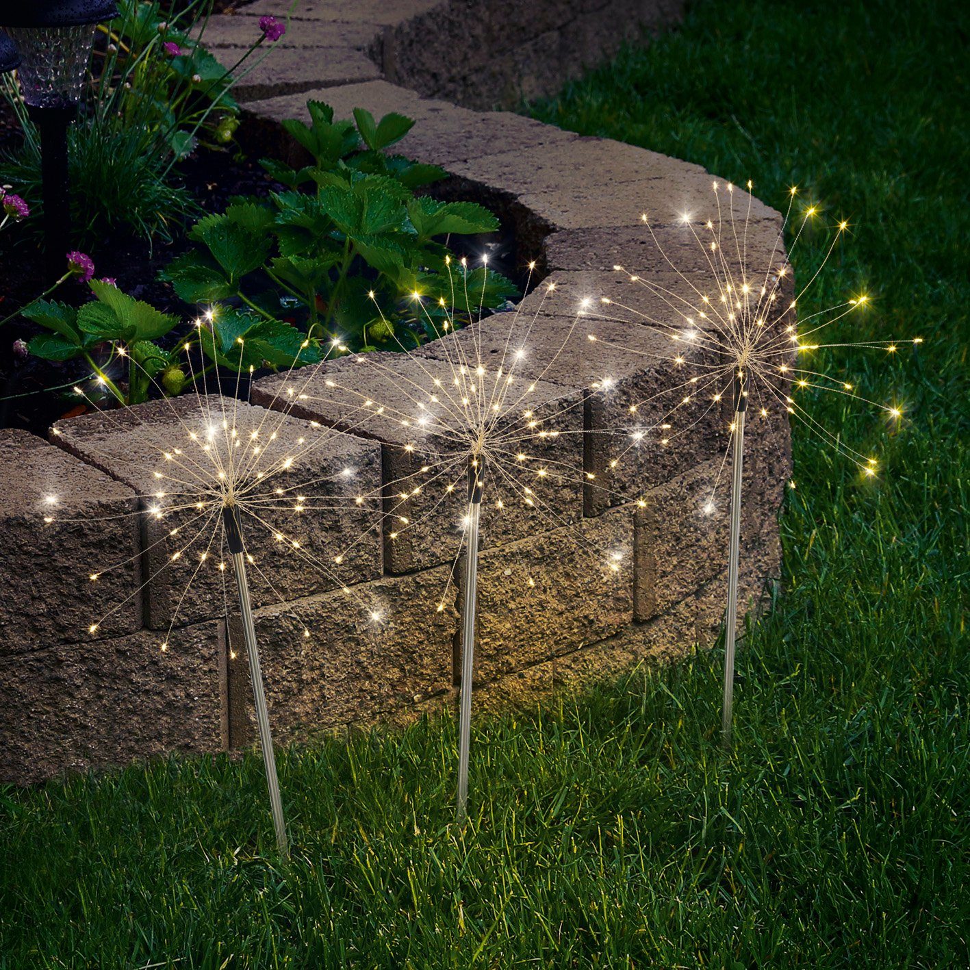 4 Stück Solar Gartenleuchte Erdspieß LED Solarleuchten In-Boden-Licht Rasen#5356 