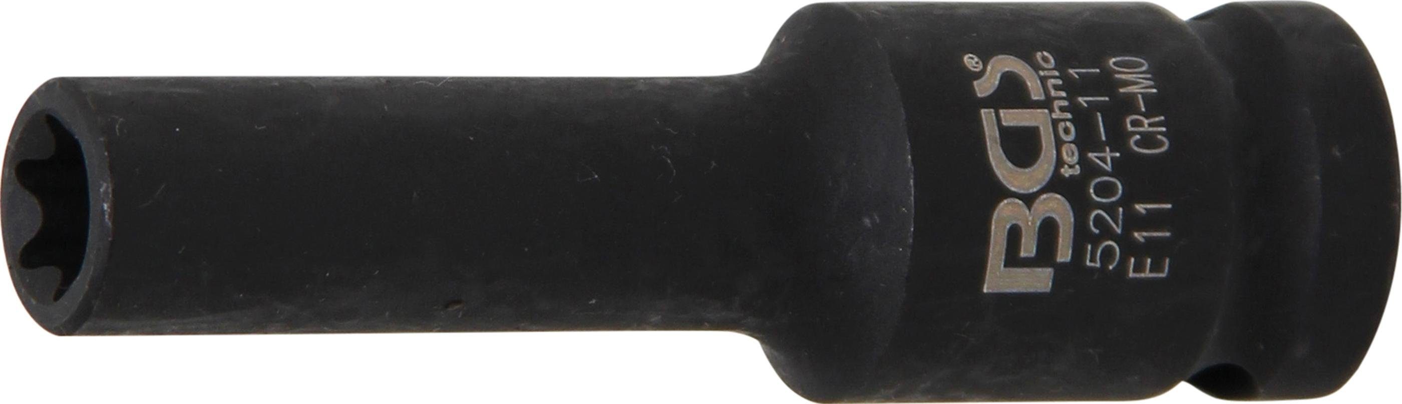 12,5 mm SW Kraft-Steckschlüssel-Einsatz Innenvierkant E11 tief, E-Profil, Stecknuss BGS (1/2), Antrieb technic