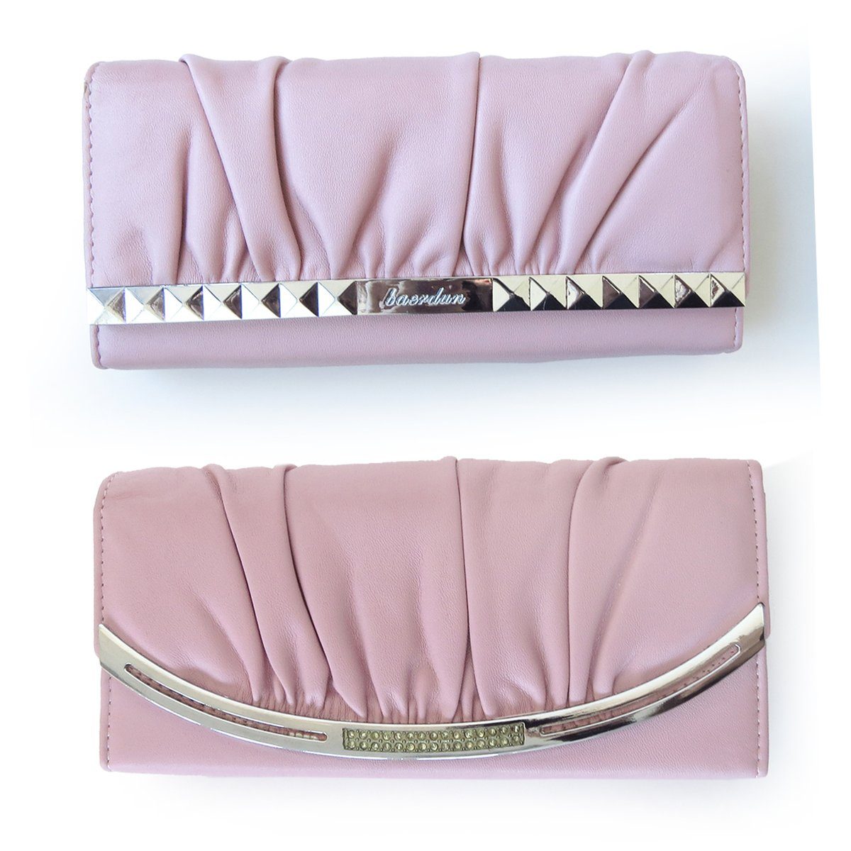 Sonia Damen Tasche Umhängetasche Kette, Kellner Kartenfächer rosa2 Portemonnaie 4 mit Clutch Originelli Geldbörse XL