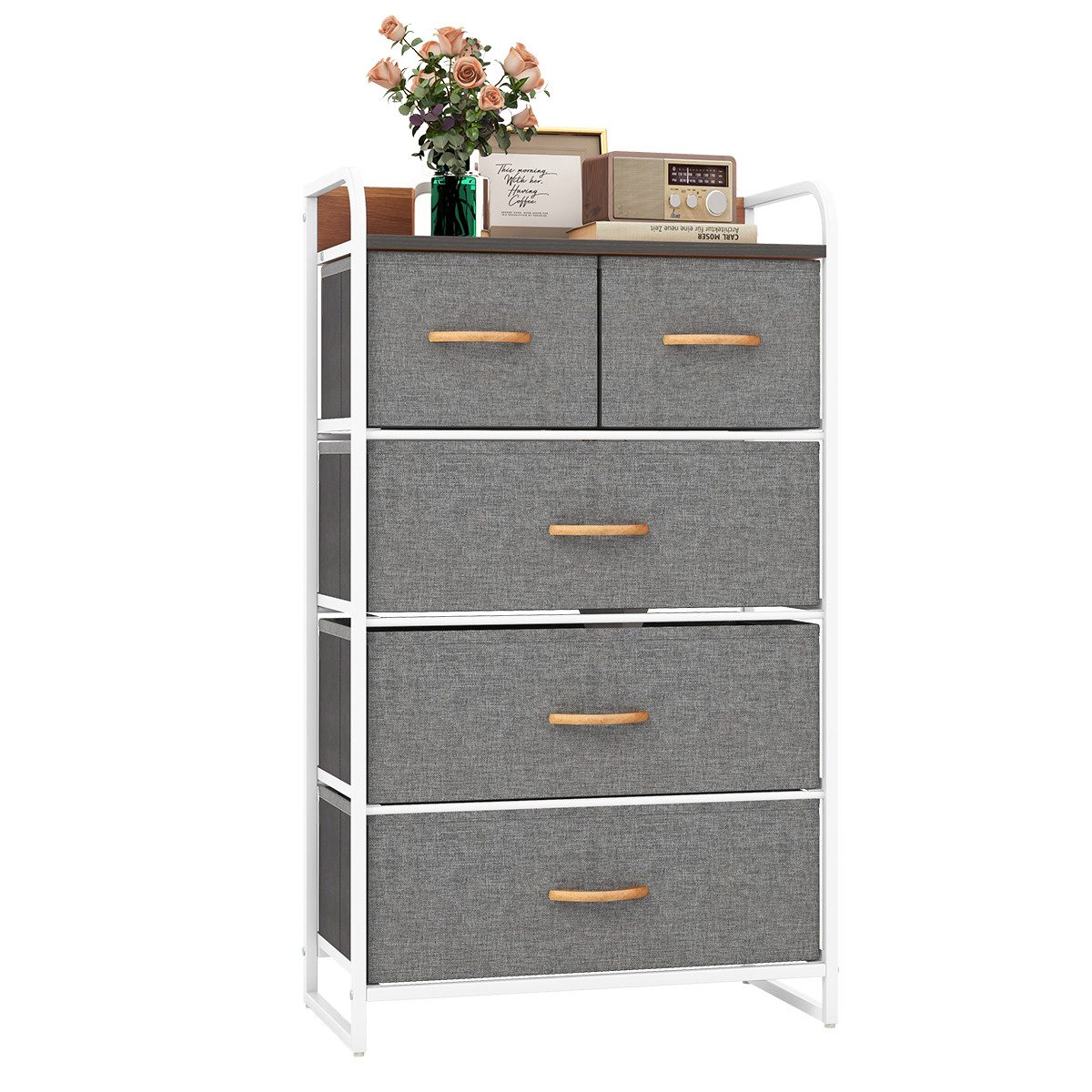 COSTWAY Kommode, mit 7 Schubladen, Metallrahmen,80x29x79cm