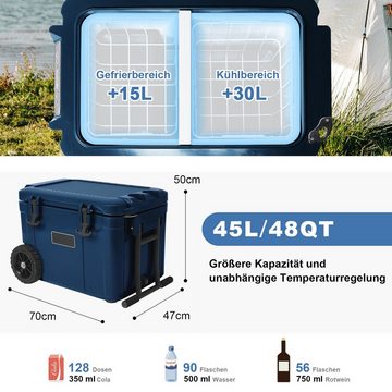 HomeMiYN Kühlbox 45L kompressor Kühlbox Auto Kühlschrank doppelte Temperaturregelung, 45 l