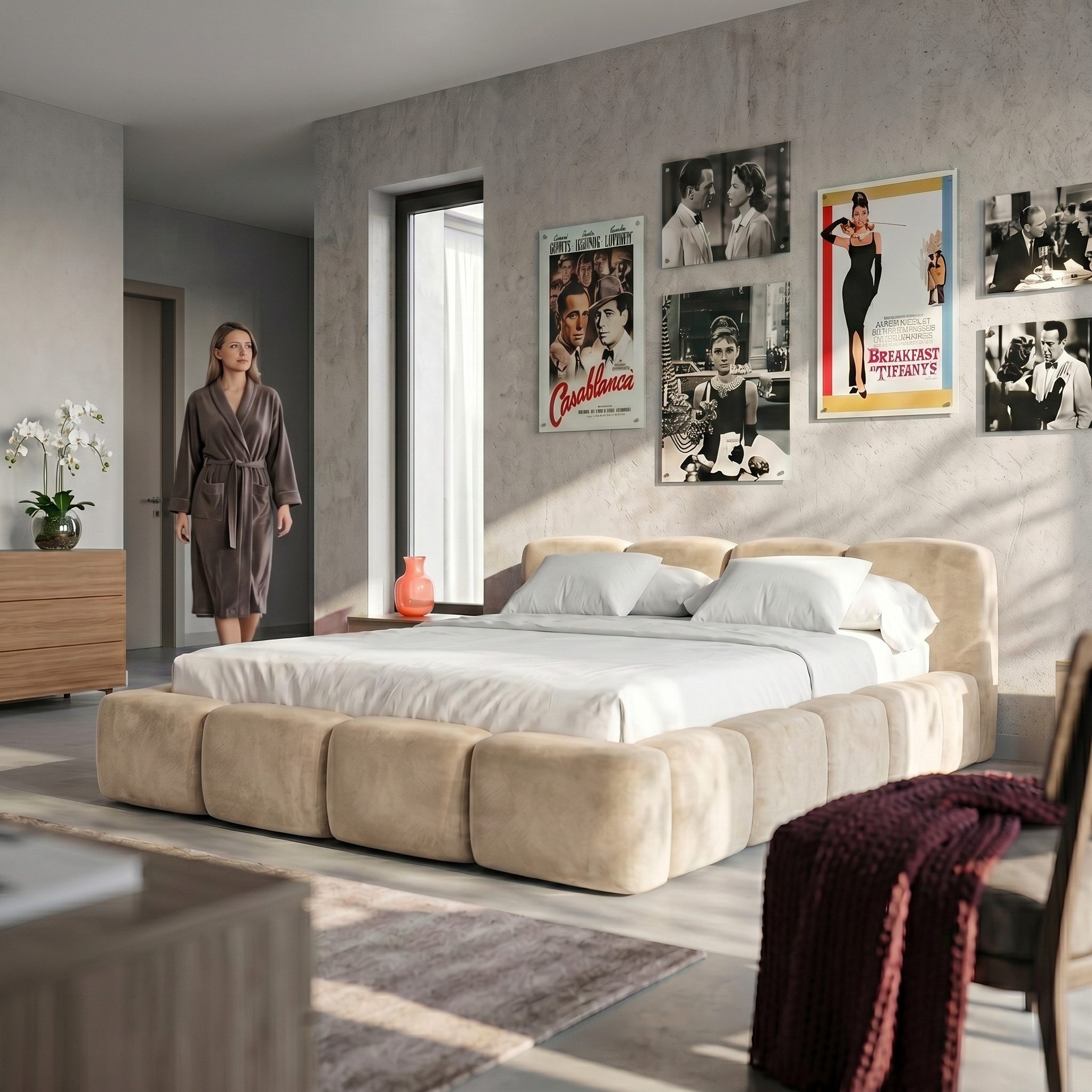 Muffo Polsterbett SUENO (Ein Doppelbett 140x200 / 160x200 / 180x200 / 200x200 cm), mit Kopfteil Frei Verwendungsstelle, Metalllattenrost