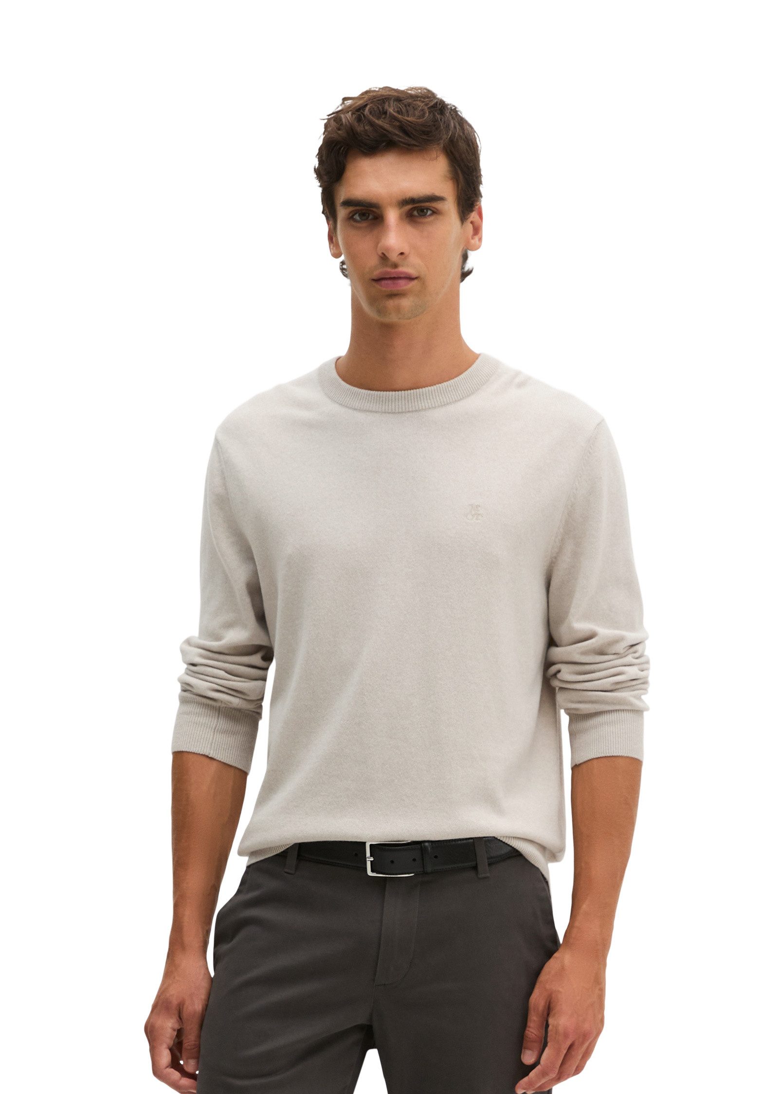 Marc O'Polo Langarm-Poloshirt aus softem Bio-Bauwoll-Schurwoll-Mix