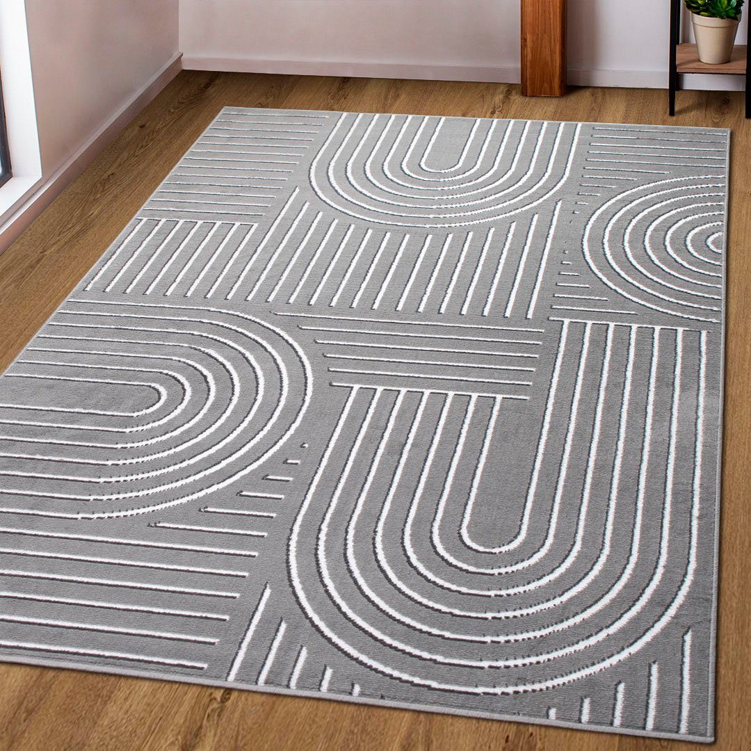 OTTO home Teppich Lysandra, rechteckig, Höhe: 8 mm, 3D-Effekt, softer Kurzflor, pflegeleicht, leichter Glanz, Scandi-Look