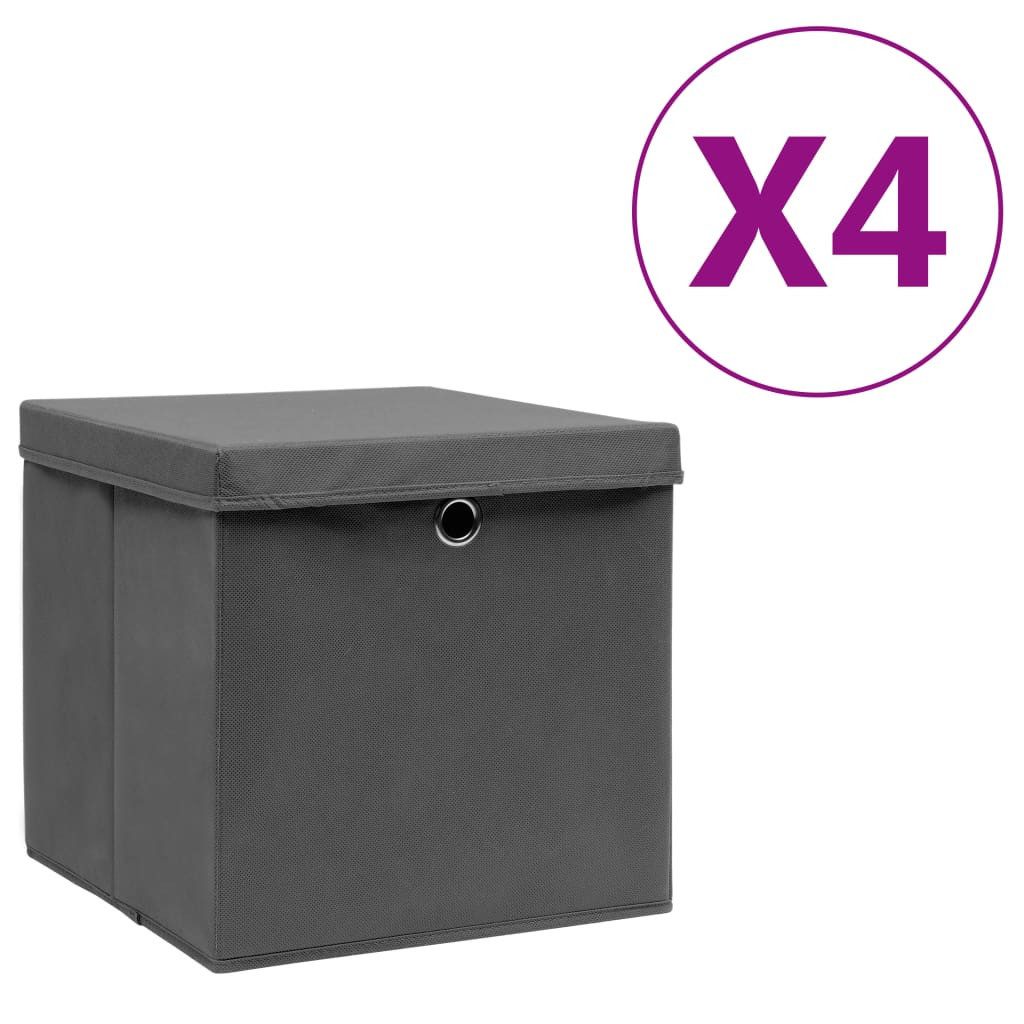 Aufbewahrungsbox NA Aufbewahrungsboxen mit Deckeln 4 Stk 28x28x28 cm Grau