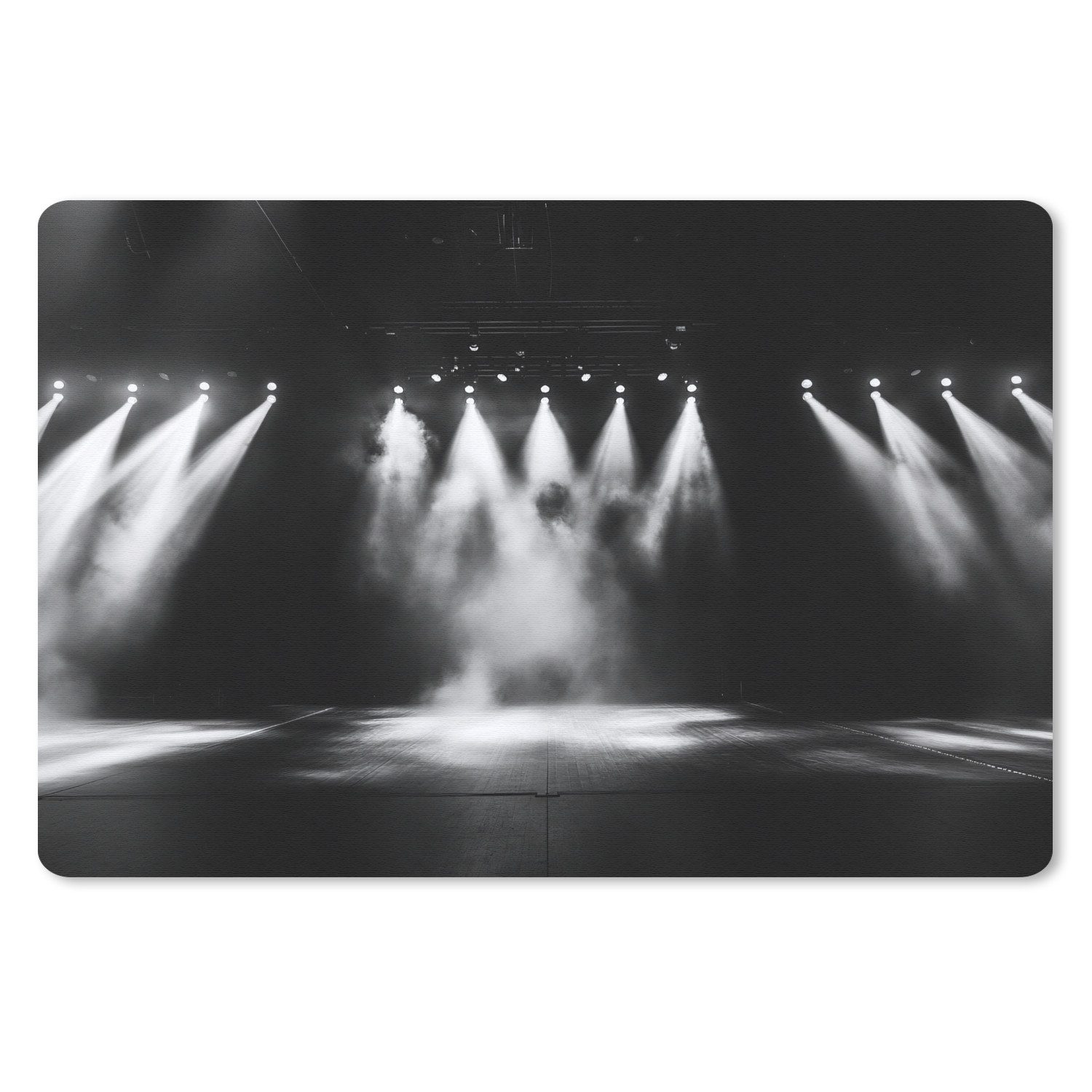 MuchoWow Mauspad Theatersaal - Nebel - Scheinwerfer - Schwarz (1-St), Mouse pad Klein, Gaming Deko, PC Zubehör, 27x18 cm