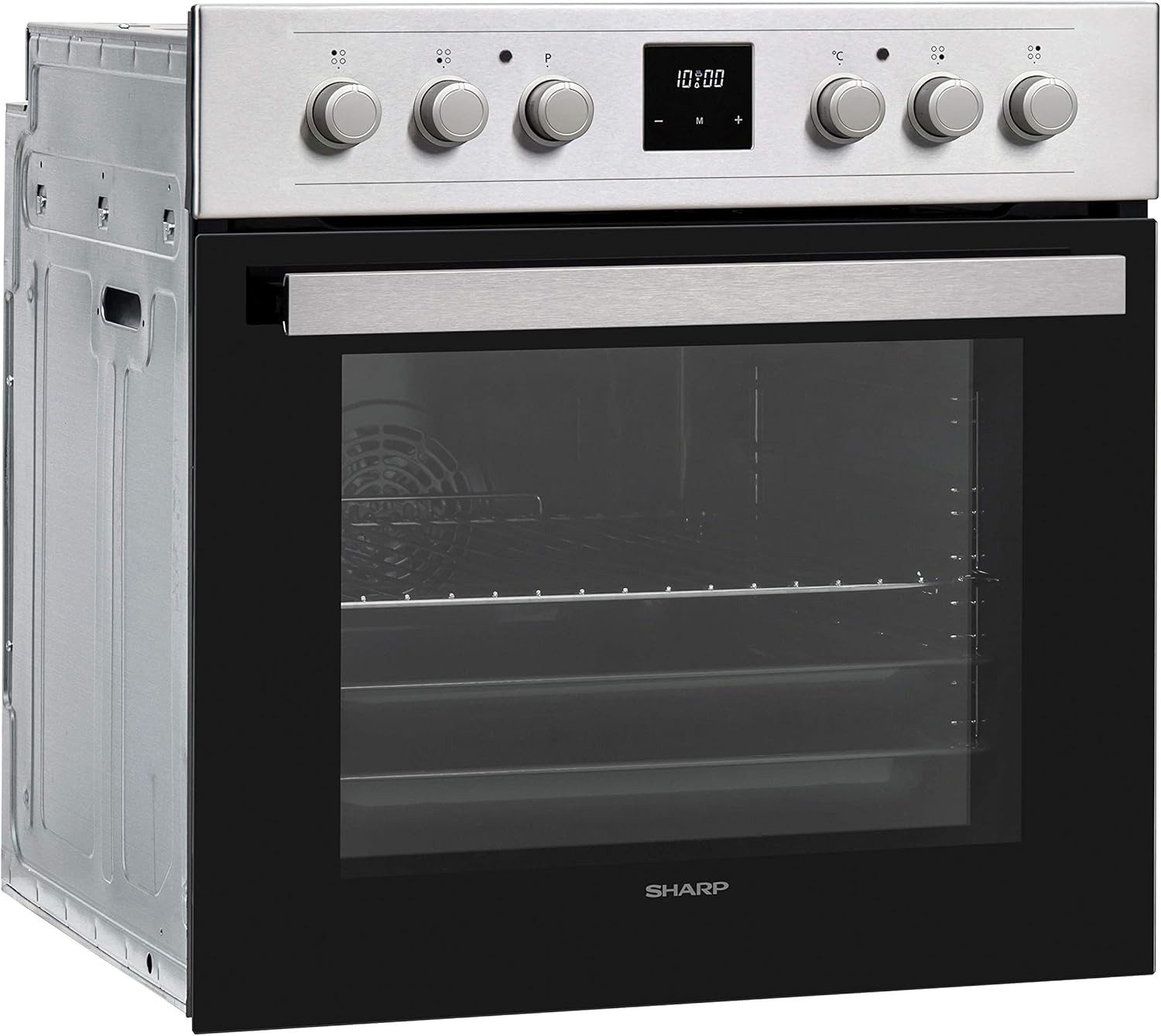 Sharp Elektro-Herd-Set, mit 1-fach-Teleskopauszug, Leicht-Reinigungs Emaille, 1 Teleskopauszug, Heißluft, SCHOTT CERAN® Kochfeld