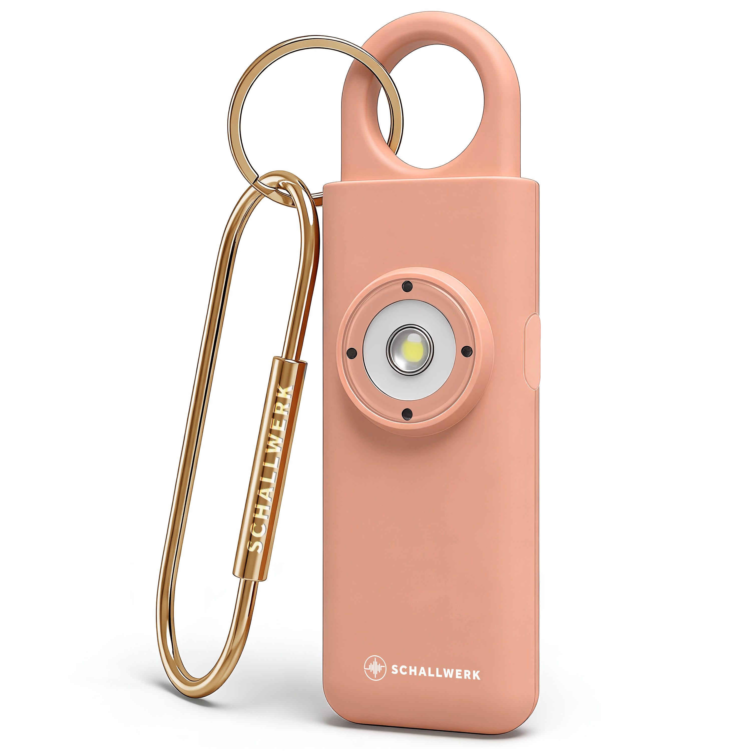 Schallwerk Taschenanhänger Safety+ Taschenalarm 130 dB mit Licht für Frauen/Jugendliche/Senioren 130 dB Alarm, Stroboskop und Taschenlampe, per USB-C aufladbar