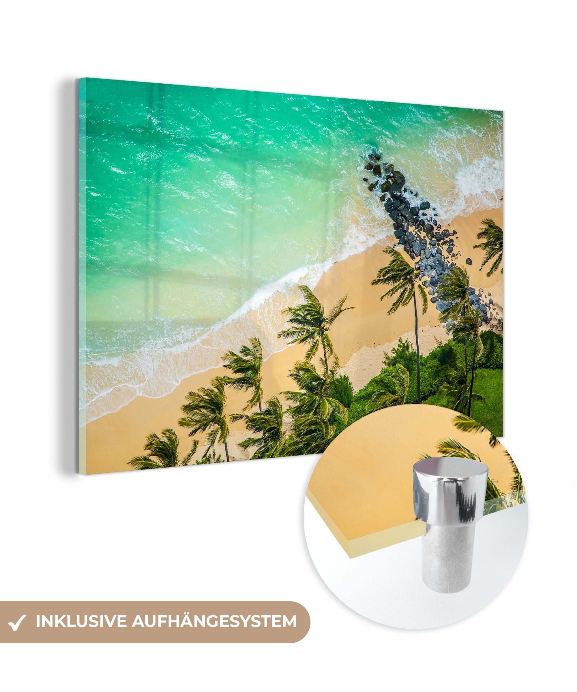 MuchoWow Acrylglasbild Strand auf Maui aus der Vogelperspektive, (1 St), Acrylglasbilder Wohnzimmer & Schlafzimmer