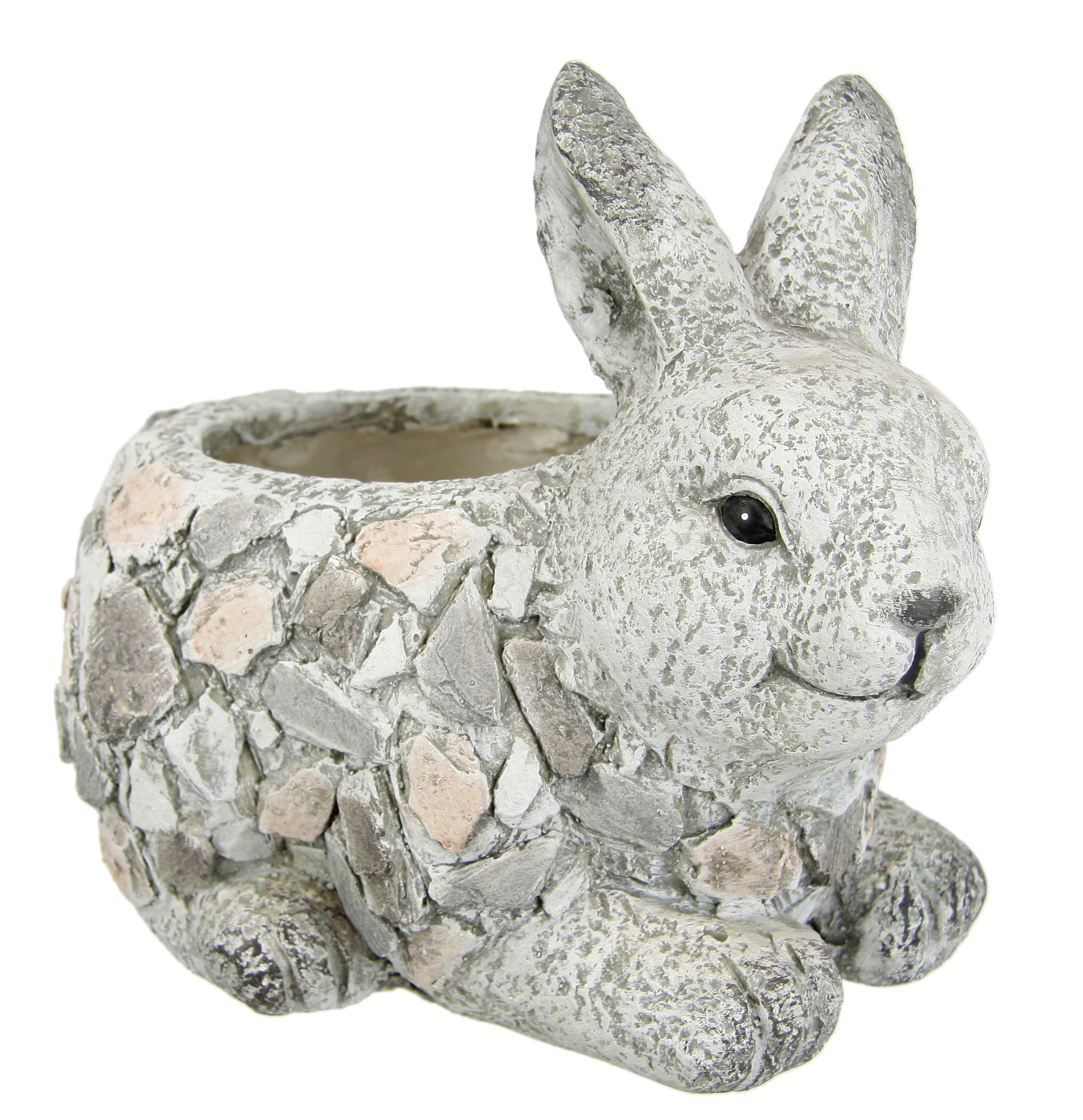 I.GE.A. Pflanzkübel Blumenkübel Hase aus Magnesia (1 St), Blumentopf Kübel Pflanzgefäß für Sukkulenten Gartendeko Terrassendeko