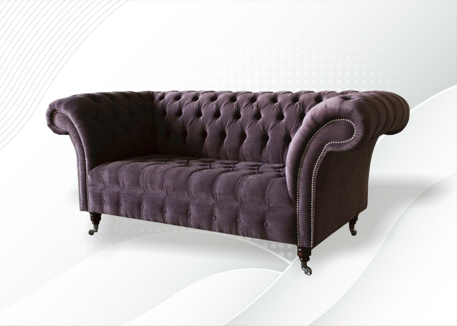 Polster Sofa Sitz Klassischer hesterfield Samt Sitz Couch Sofas 2 Chesterfield-Sofa, JVmoebel