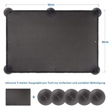 Sonnenschutz Universal - Doppelpack - Dunkelgrau, Zamboo, Sonnenschutz Tuch für Auto Seitenscheiben mit Saugnapf Befestigung