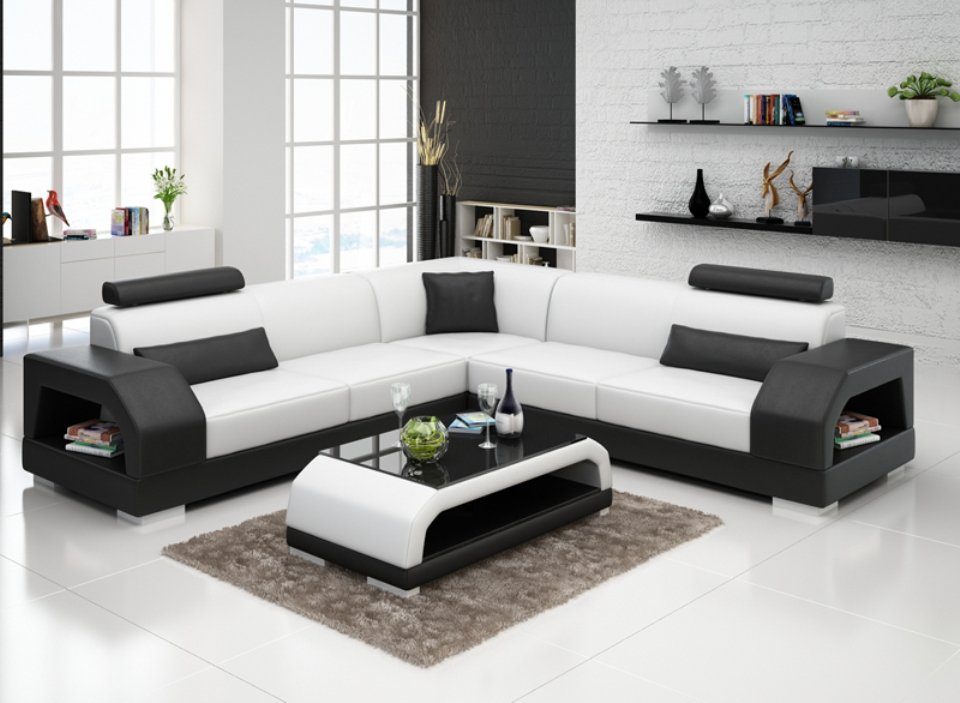 JVmoebel Leder L-Form Design Sofa Couch Modern Wohnlandschaft Ecksofa, XXL Ecksofa