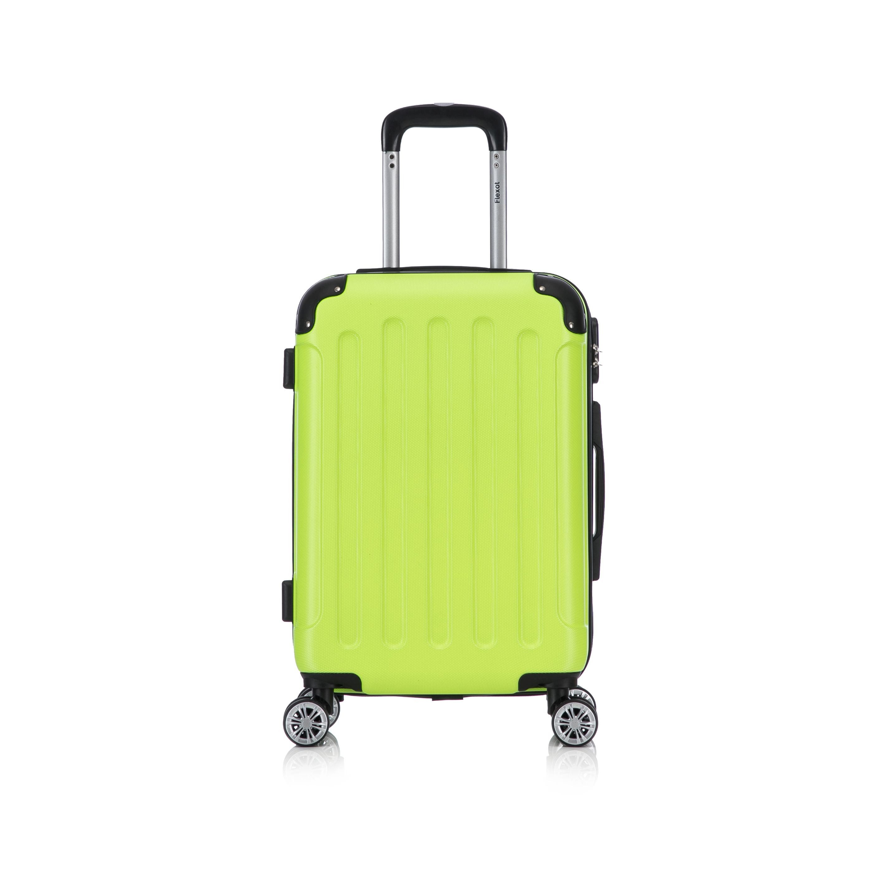 Flexot Hartschalen-Trolley F-2045 Kofferset, 360° Rollen, robuster Reisekoffer, Bordcase, 4 Rollen, Robuster und moderner Koffer mit vier 360° Rollen und Zahlenschloss