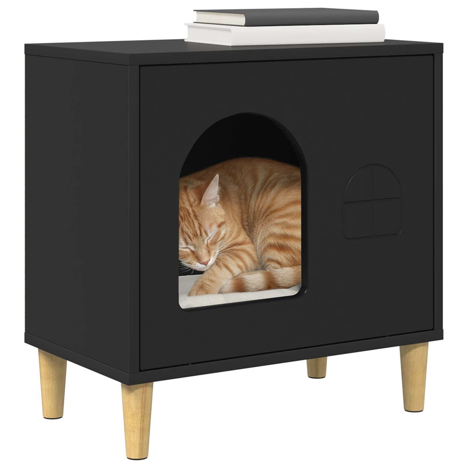 vidaXL Katzenhaus, Katzenhaus Schwarz 51 x 30 x 52 cm Holzwerkstoff