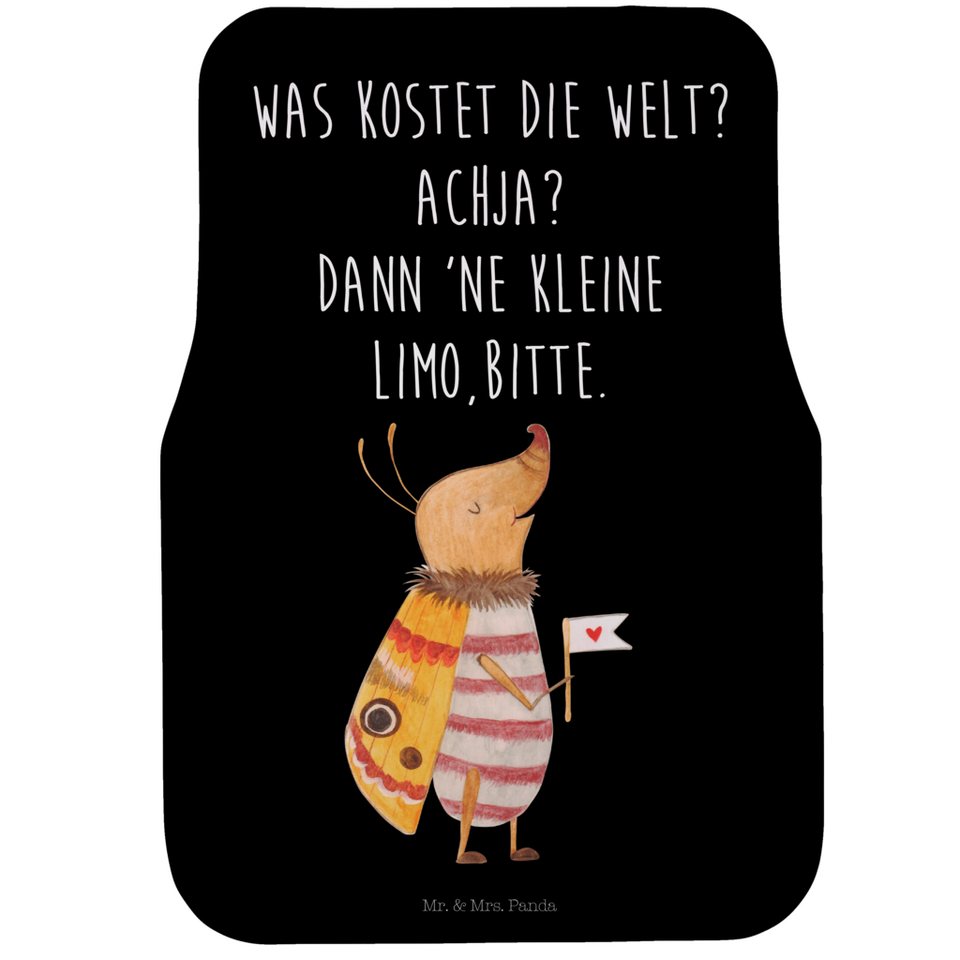 Fußmatte Nachtfalter mit Fähnchen - Schwarz - Geschenk, Fahrer, Fußmatte  Auto, Mr. & Mrs. Panda, Höhe: 0.5 mm, Farbecht